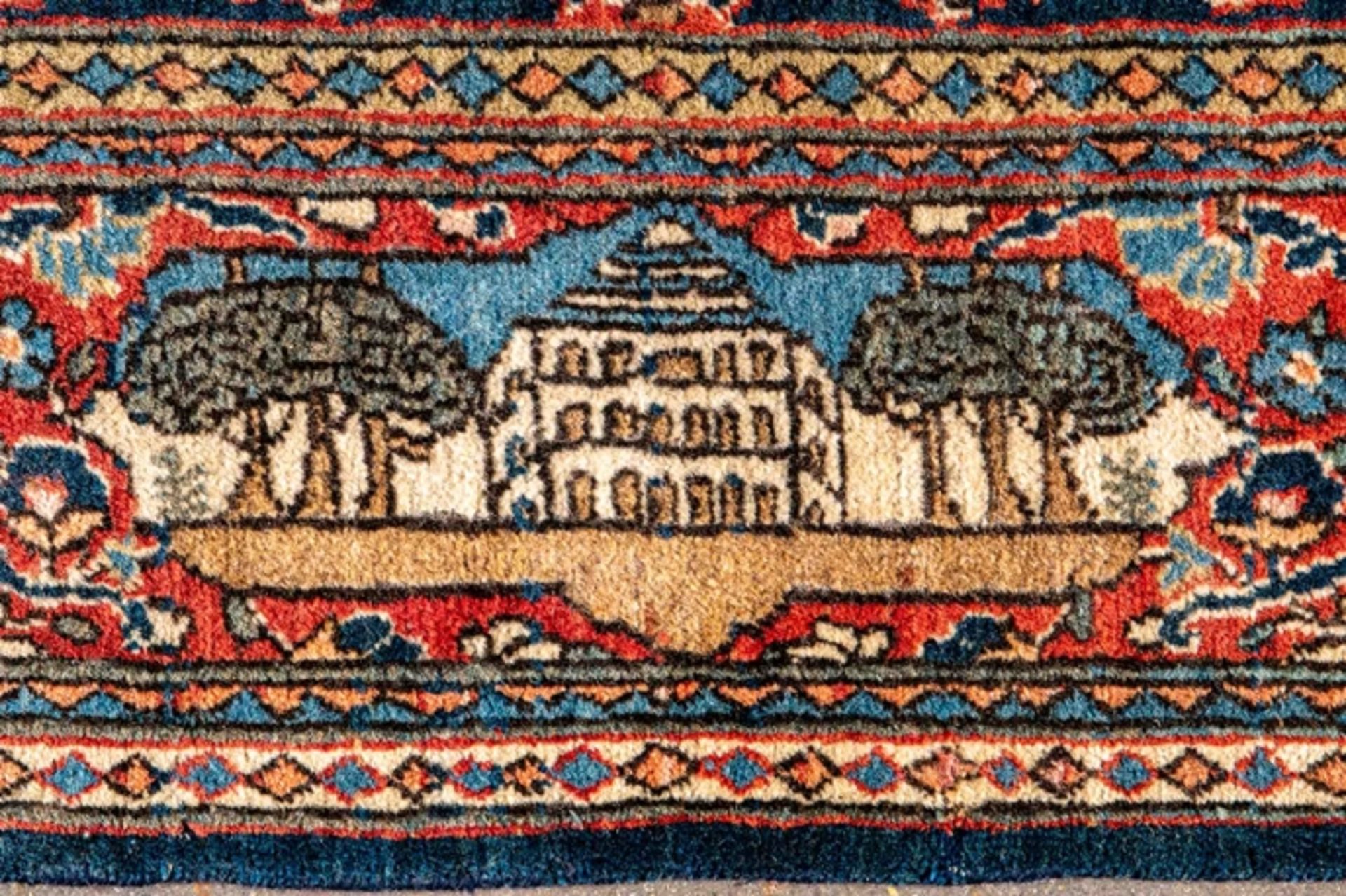 Antiker persischer Keshan Bildteppich, durchgemusterter blauer Fond mit Zentralmedaillon, von Ranke - Bild 10 aus 11