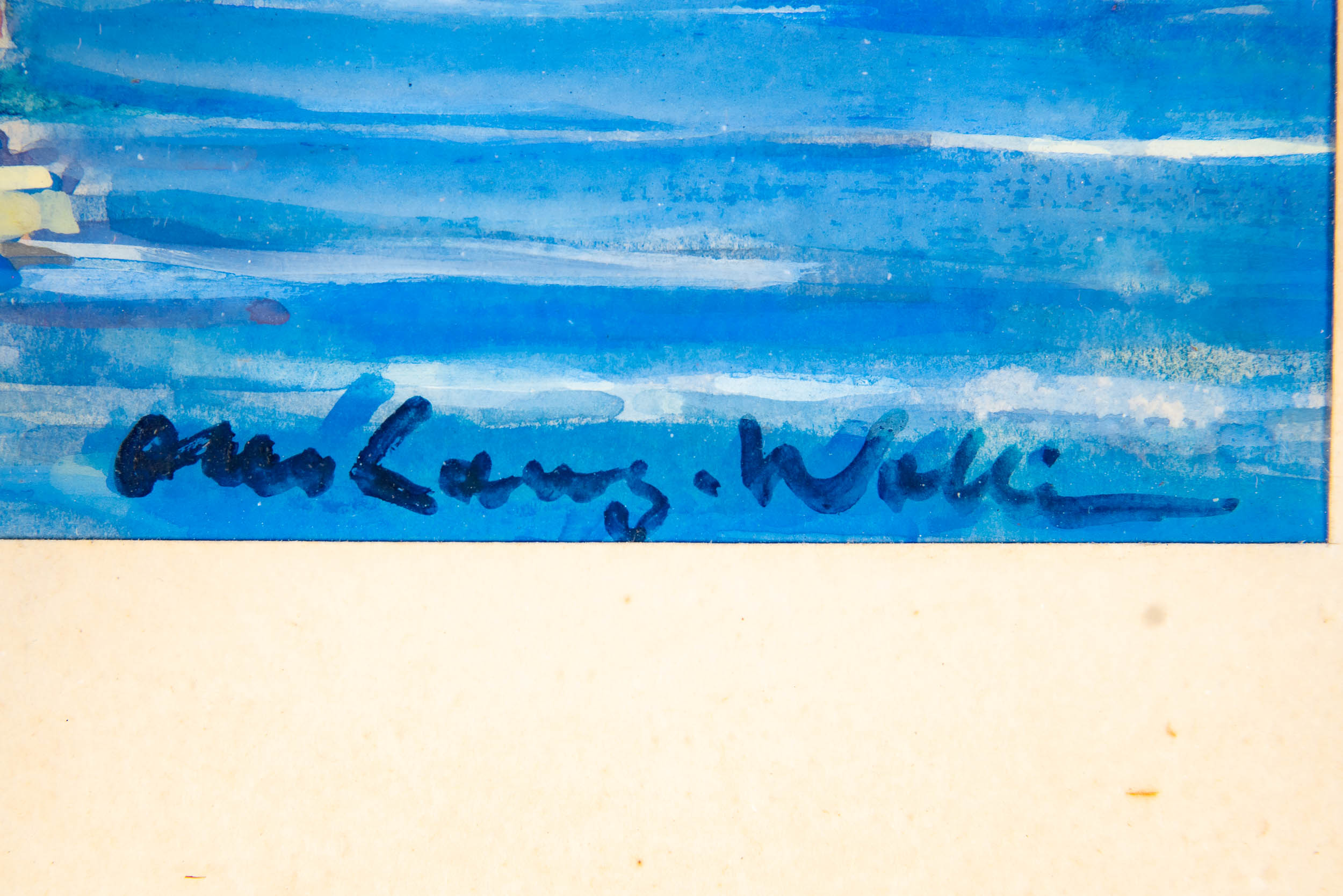 "Sommerlicher Segeltörn", Aquarell des Otto Lang-Wollin, lichtes Bildmaß ca. 20,5 x 21,5 cm, hinter - Image 8 of 8
