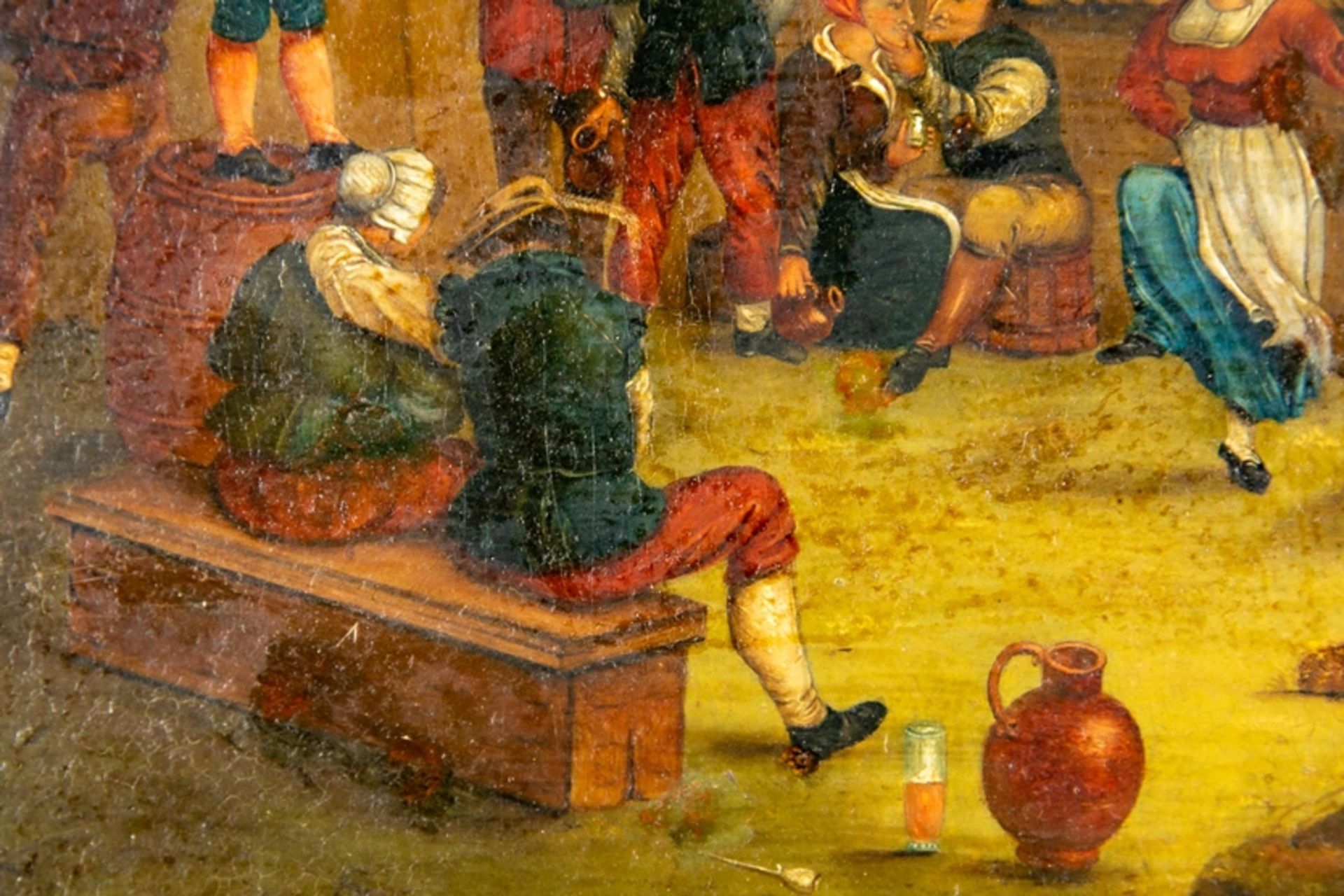 "Dorffest" - Öl auf Holztafel, ca. 26 x 36 cm, Kopist des 19./20. Jhdt., unten rechts monogrammiert - Image 6 of 9
