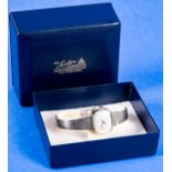 Elegante Damenarmbanduhr der Marke Anker, 1960er/1970er Jahre, massives 835er Silbergehäuse & Armba