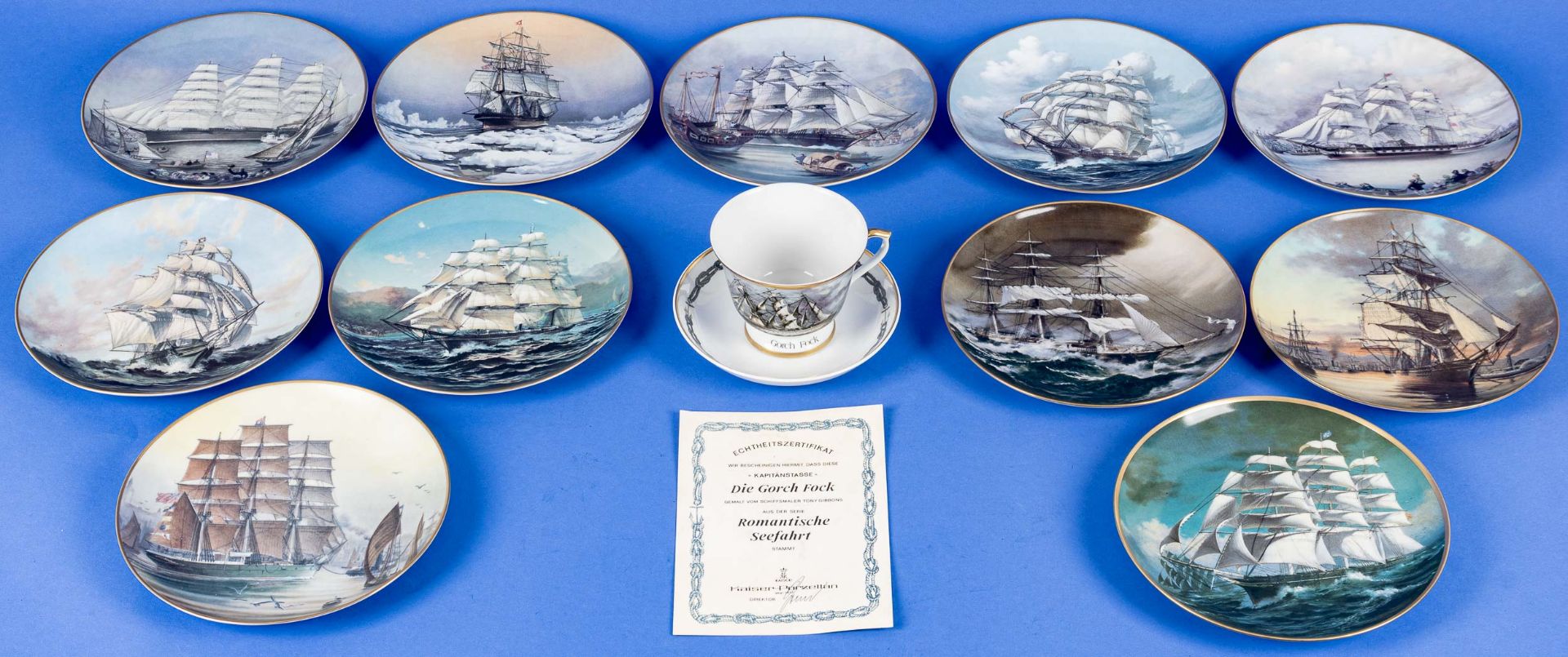 13teilige Sammlung maritimer Porzellan-Objekte, bestehend aus 2teiliger "GORCH FOCK" Kaffeetasse de - Bild 2 aus 14