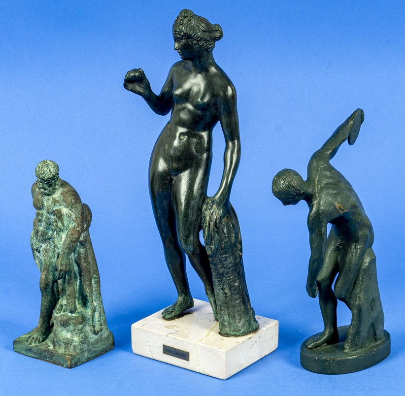 3teilige Sammlung "antiluzierender Figuren", Höhen von ca. 21 bis ca. 37 cm. Versch. Alter, Größen, - Image 3 of 9