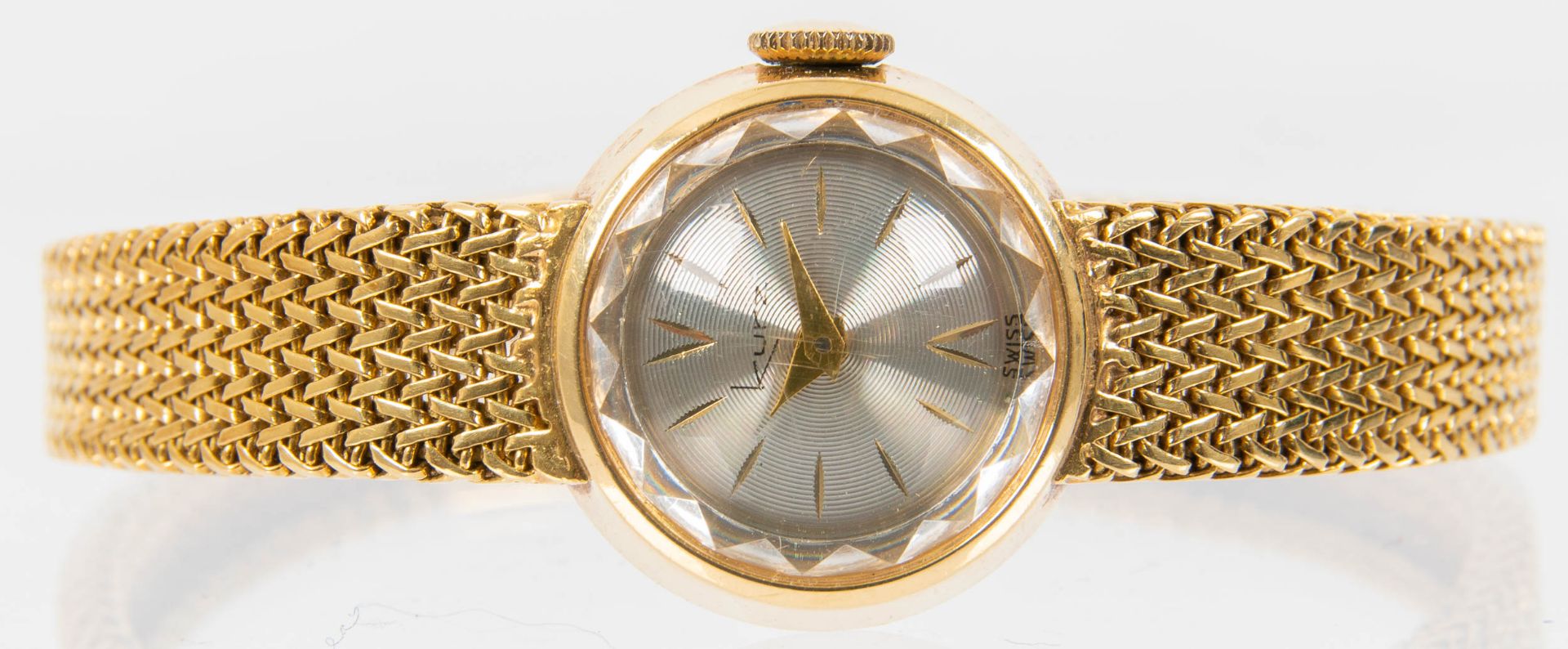 Klassische Damenarmbanduhr der Marke "KURZ-SWISS", Gehäuse und Armband in 750er Gelbgold, Werk läuf - Bild 4 aus 9
