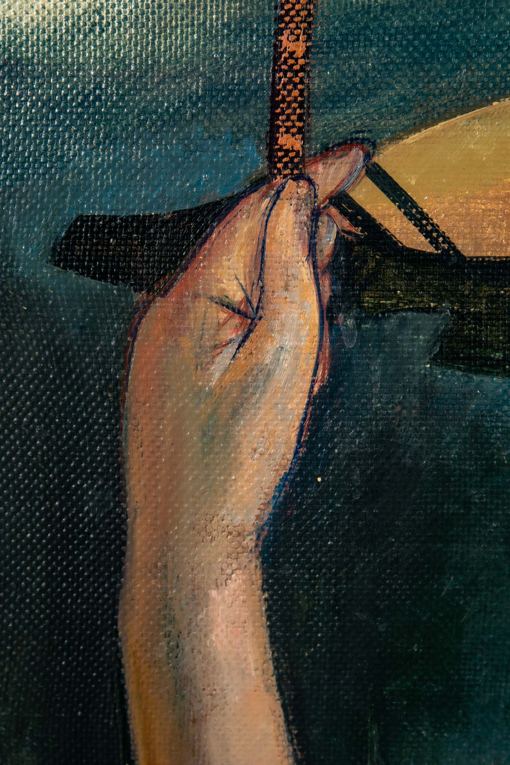 "Die Schaukel", russisches Gemälde, Acryl auf Leinwand, ca. 100 x 80 cm, aus dem Jahr 1993, unten r - Image 10 of 14