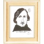 "Nicolai Gogol" - handmonogrammierte Lithographie des Horst Janssen, lichtes Blattmaß ca. 29 x 23 c