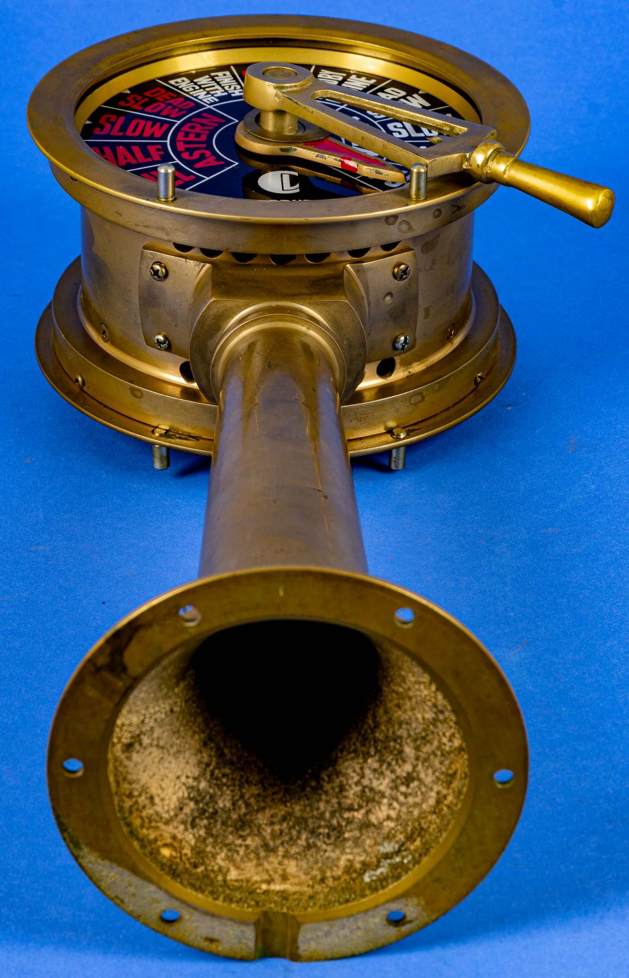 Maschinentelegraph bez.: "CHADBURNS LIVERPOOL & LONDON", Höhe ca. 50 cm, Messing, spätes 20. Jhdt., - Bild 8 aus 8