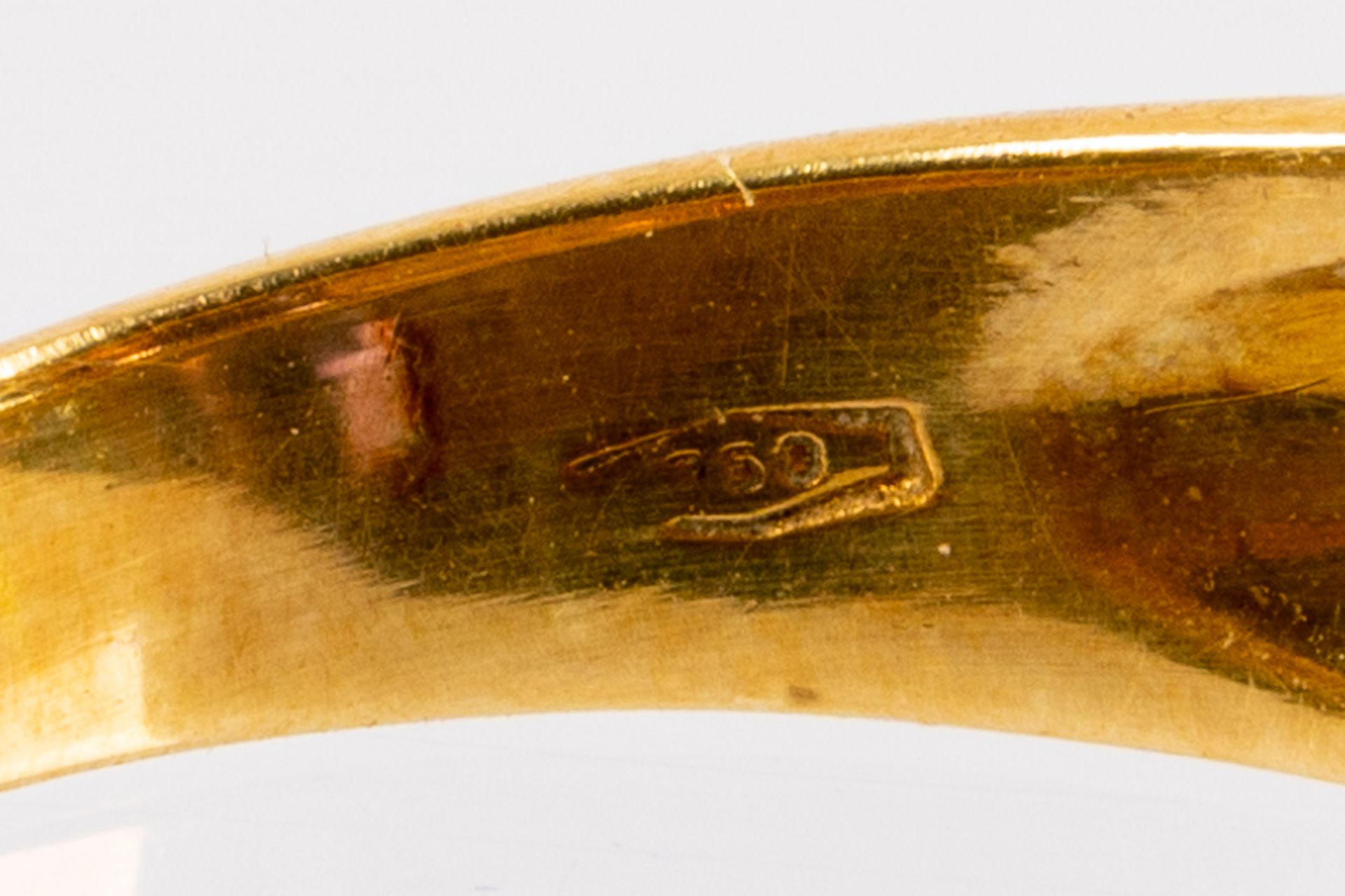 18K Gelbgold-Ring mit versch. Farbglasbesatz, Ringinnendurchmesser ca. 18 mm. Bruttogewicht ca. 5,5 - Bild 4 aus 4
