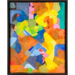 Farbkomposition, Öl auf Leinwand, von Karl-Heinz Krauskopf. Lichtes Innenmaß ca. 99 x 119 cm, Rahme