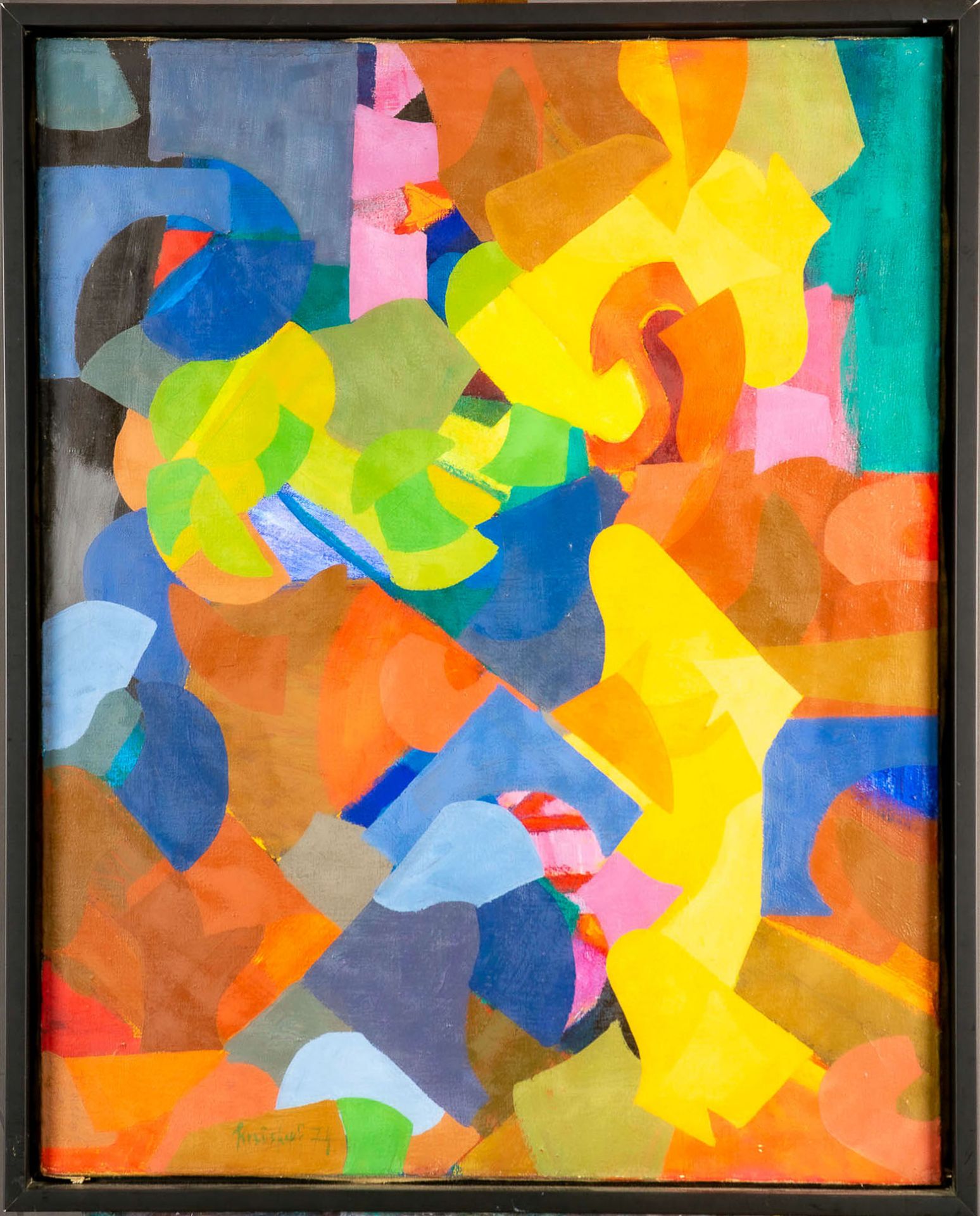 Farbkomposition, Öl auf Leinwand, von Karl-Heinz Krauskopf. Lichtes Innenmaß ca. 99 x 119 cm, Rahme