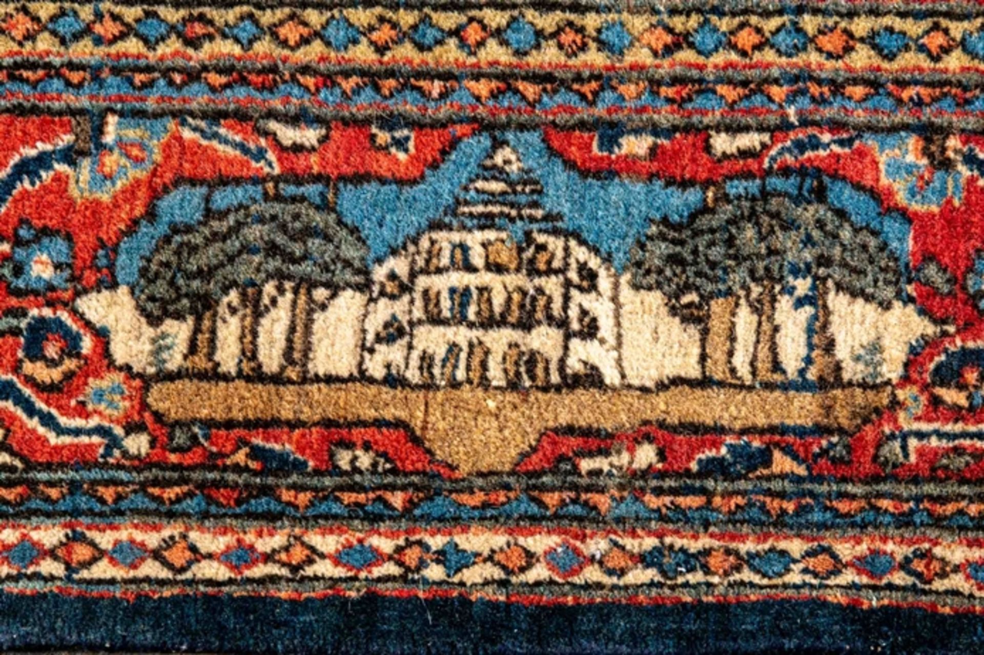 Antiker persischer Keshan Bildteppich, durchgemusterter blauer Fond mit Zentralmedaillon, von Ranke - Bild 7 aus 11
