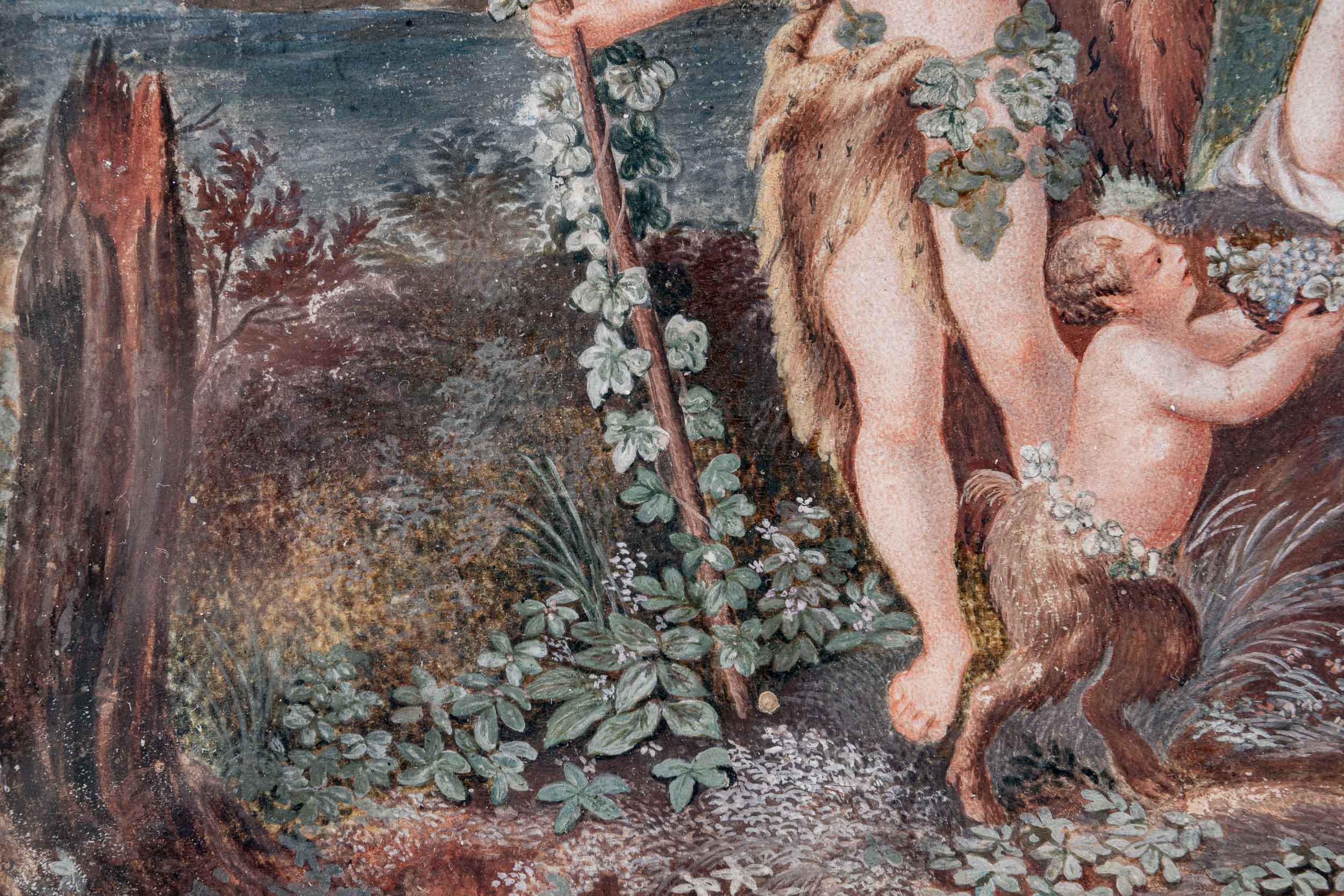 "Faun & Flora in idealer Küstenlandschaft" (Ei-)Tempera auf Pergament bzw. hellem Leder gemalt. Die - Image 8 of 13