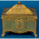 Dekorative Schmuckschatulle, Empire-Stil um 1900/20, ungemarktes goldfarbiges Metallgehäuse, innen