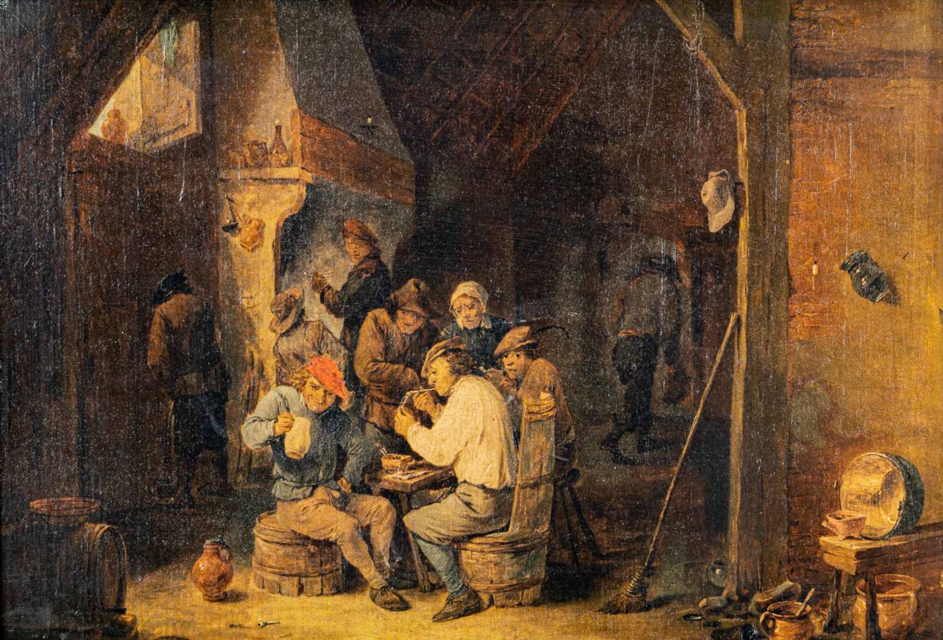 "Flämische Dorfkneipe" - Öldruck, Kopie des 20. Jhds. von einem Gemälde des David Teniers des Jünge - Image 2 of 13