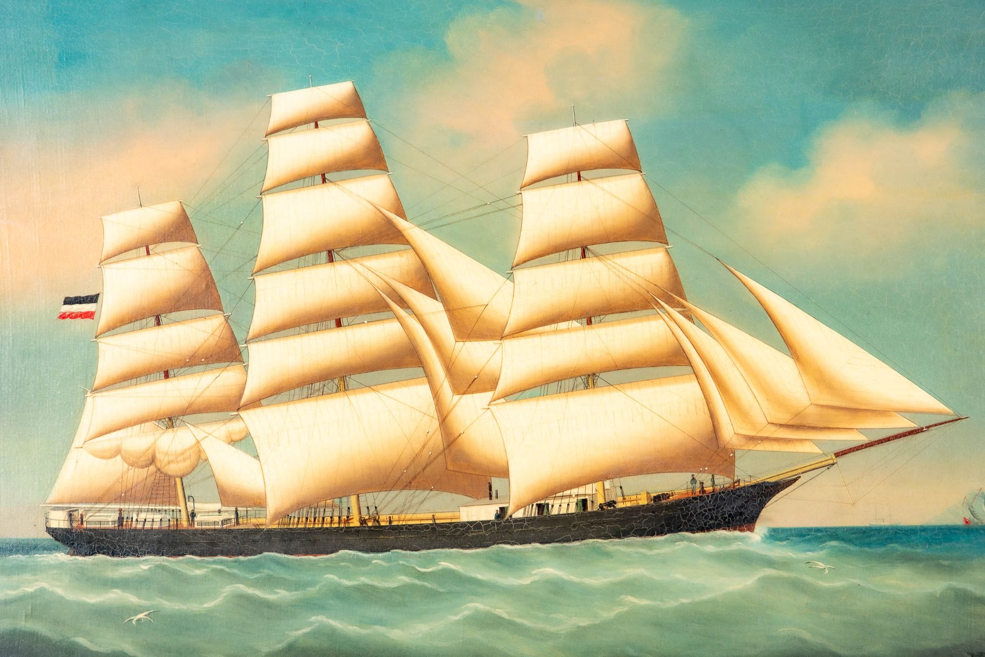 Kapitänsbild des Vollschiffes "Industrie" (1872 in Holland gebaut), qualitativ hochwertiges Gemälde - Image 3 of 24