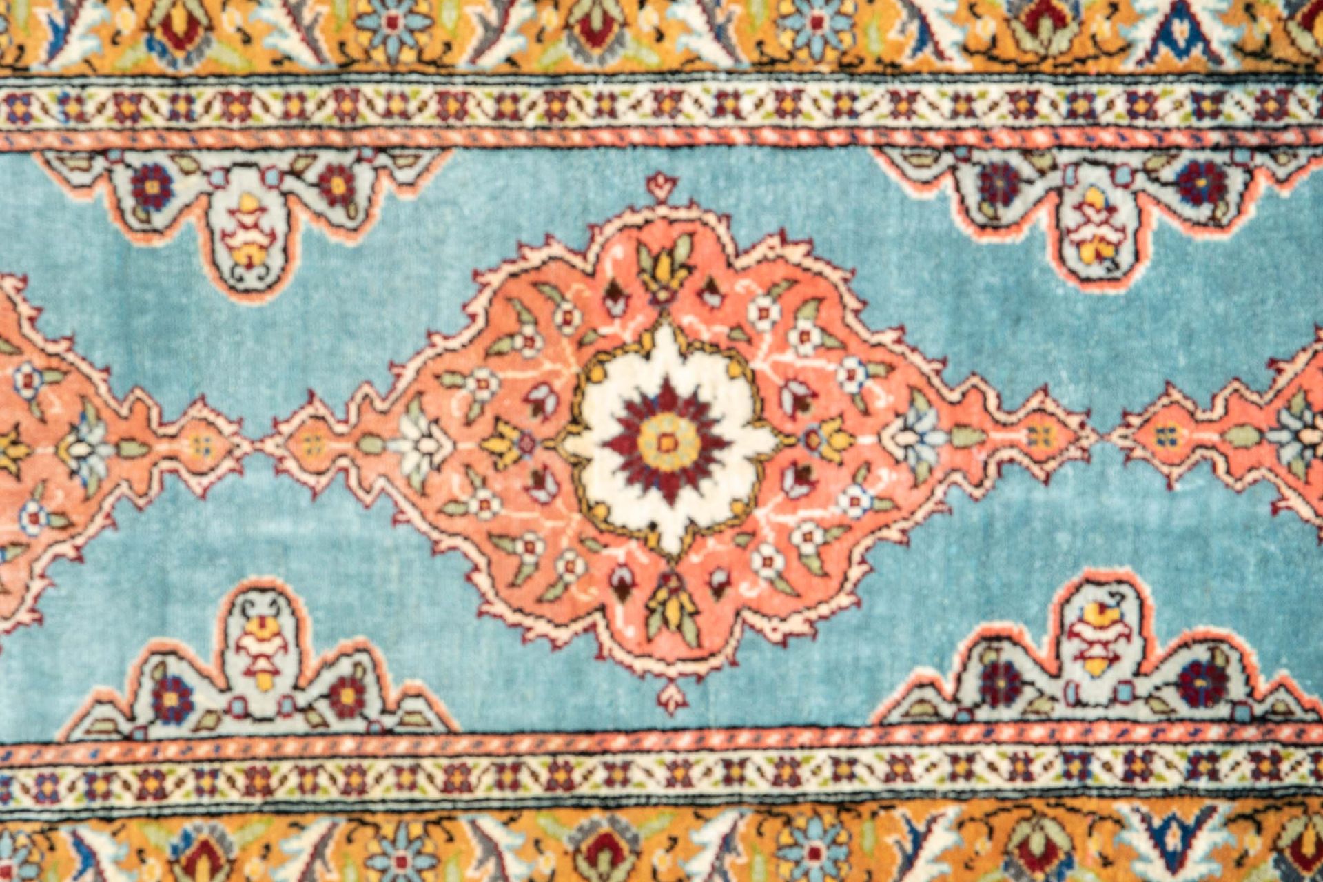 Schmaler KAYSERI Teppichläufer, ca. 43 x 125 cm; türkisfarbiger Fond. - Bild 2 aus 6