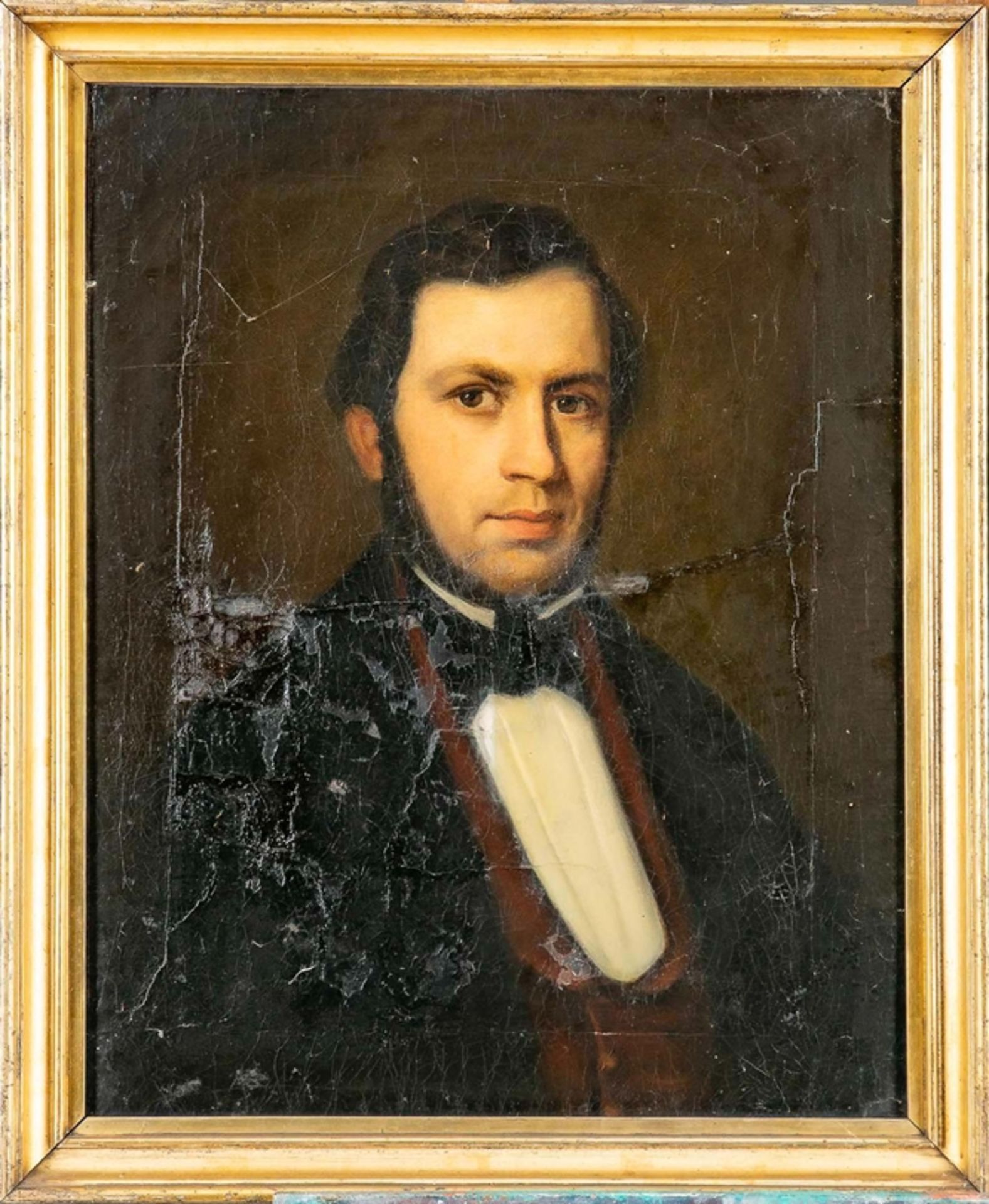 Paar Portraits. Gemälde, Öl auf Leinwand, je ca. 55 x 44 cm, Biedermeier um 1830, das stärker besch - Bild 2 aus 15