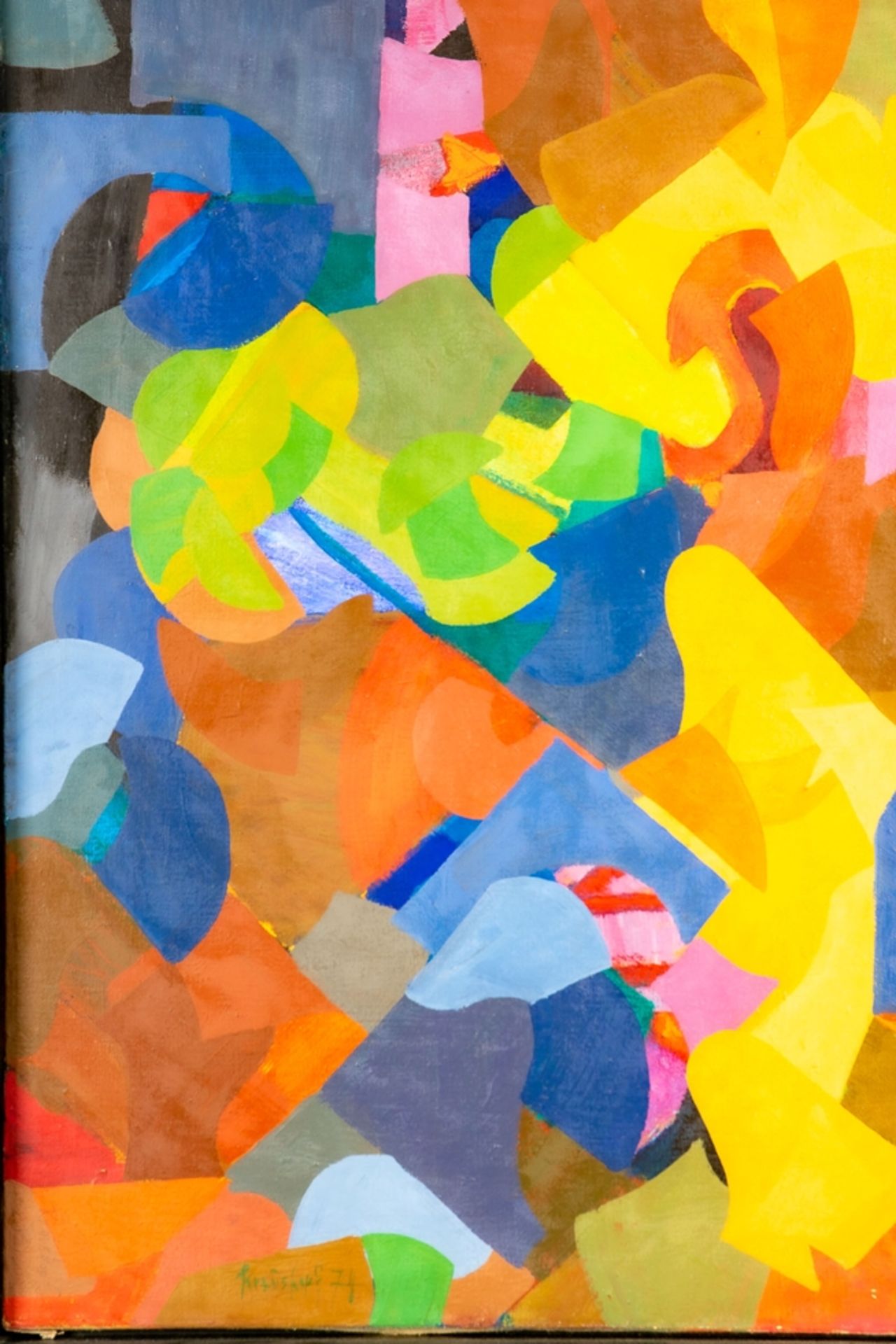 Farbkomposition, Öl auf Leinwand, von Karl-Heinz Krauskopf. Lichtes Innenmaß ca. 99 x 119 cm, Rahme - Image 3 of 7
