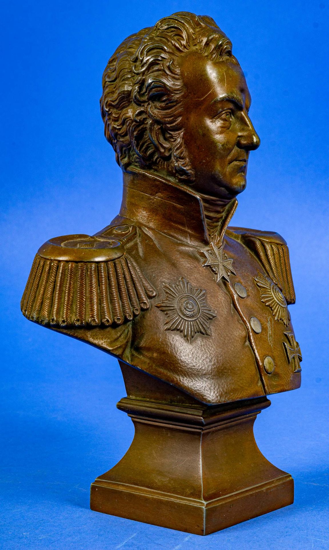 "Büste des... ?", bronzierter Metallguss, Büste eines hochrangigen Offiziers, Kaiserreich bis 1918, - Image 3 of 5
