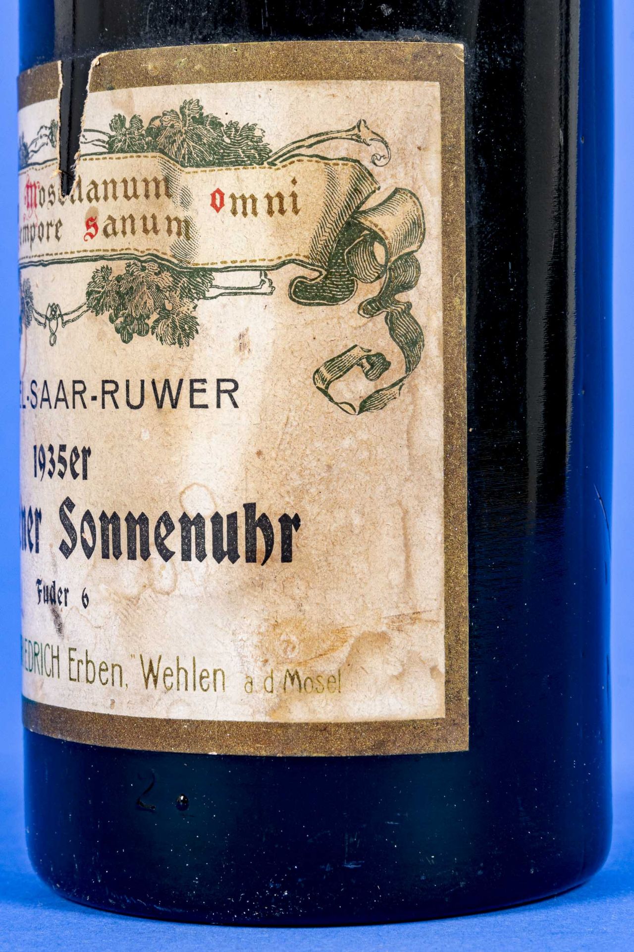 "Wehlener Sonnenuhr" 1935er, Fuder 6, Flasche Weißwein für Sammler. Naturwein Jakob Friedrich. Wach - Image 4 of 12