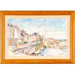 "Hafen von Pornic" - Aquarell des Paul Charles Jean Briaudeau (Nantes 1869 - 1945), unten rechts si