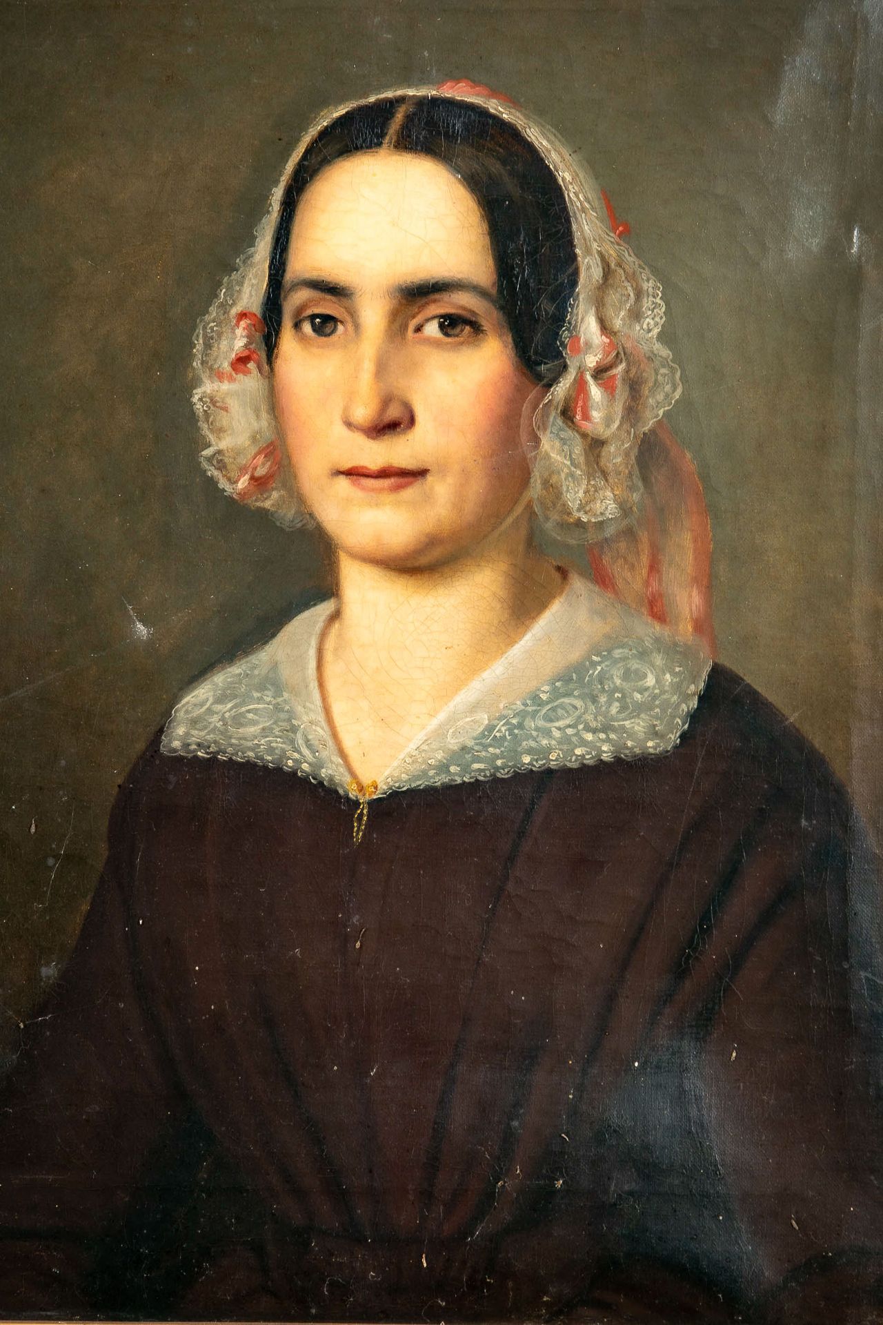 Paar Portraits. Gemälde, Öl auf Leinwand, je ca. 55 x 44 cm, Biedermeier um 1830, das stärker besch - Bild 9 aus 15