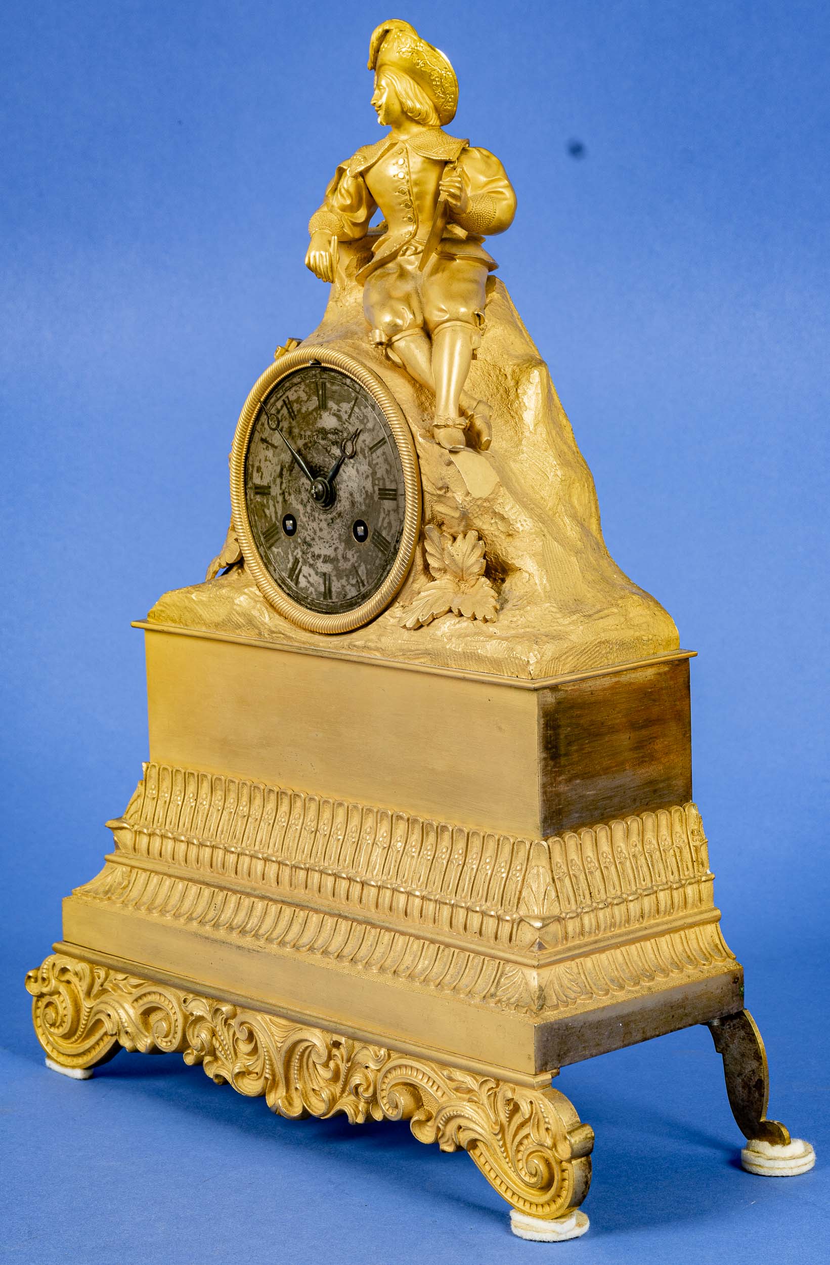 Feine antike Pendule, matt- und glanzvergoldetes Messinggehäuse, Frankreich um 1890; die Uhr von si - Image 15 of 17