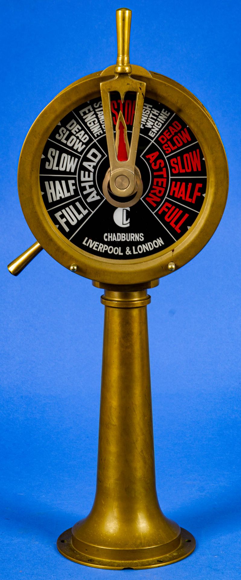 Maschinentelegraph bez.: "CHADBURNS LIVERPOOL & LONDON", Höhe ca. 50 cm, Messing, spätes 20. Jhdt., - Bild 6 aus 8