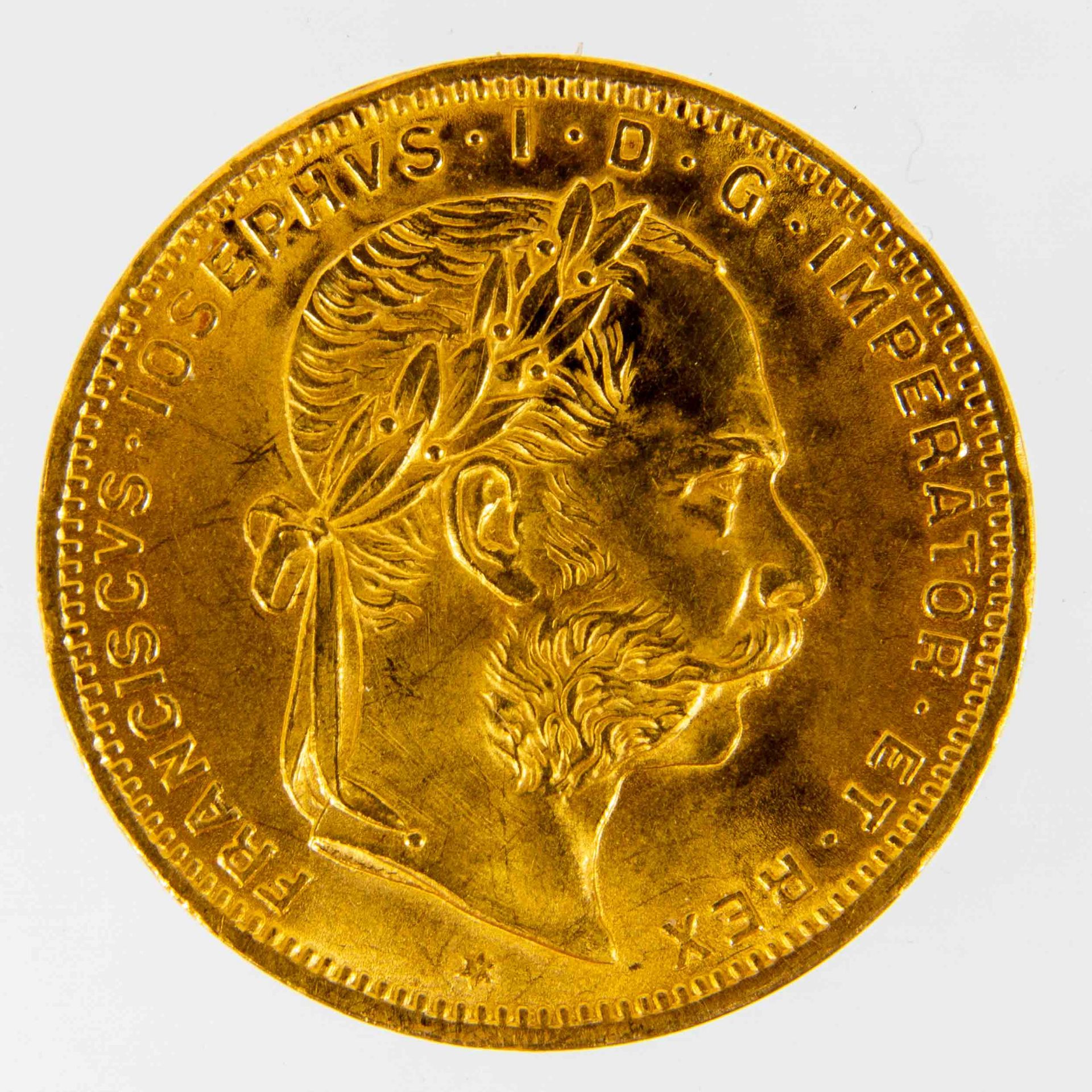 20 Franken/ 8 Florin - 1892 ; ca. 7 gr. 900er Gold, Durchmesser ca. 21 mm.
