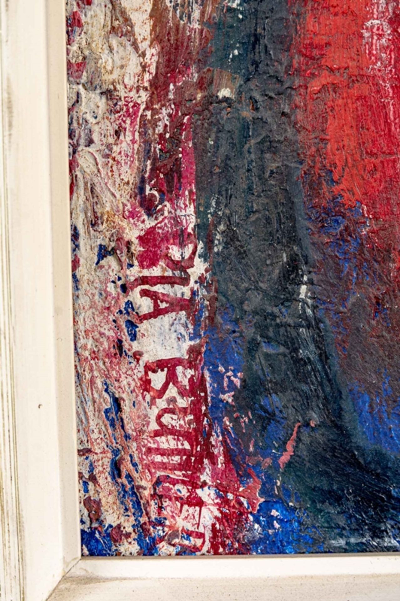 "Frau mit rotem Kleid". Gemälde, Öl auf Leinwand, ca. 60 x 40 cm, unten links & rückseitig signiert - Bild 6 aus 9