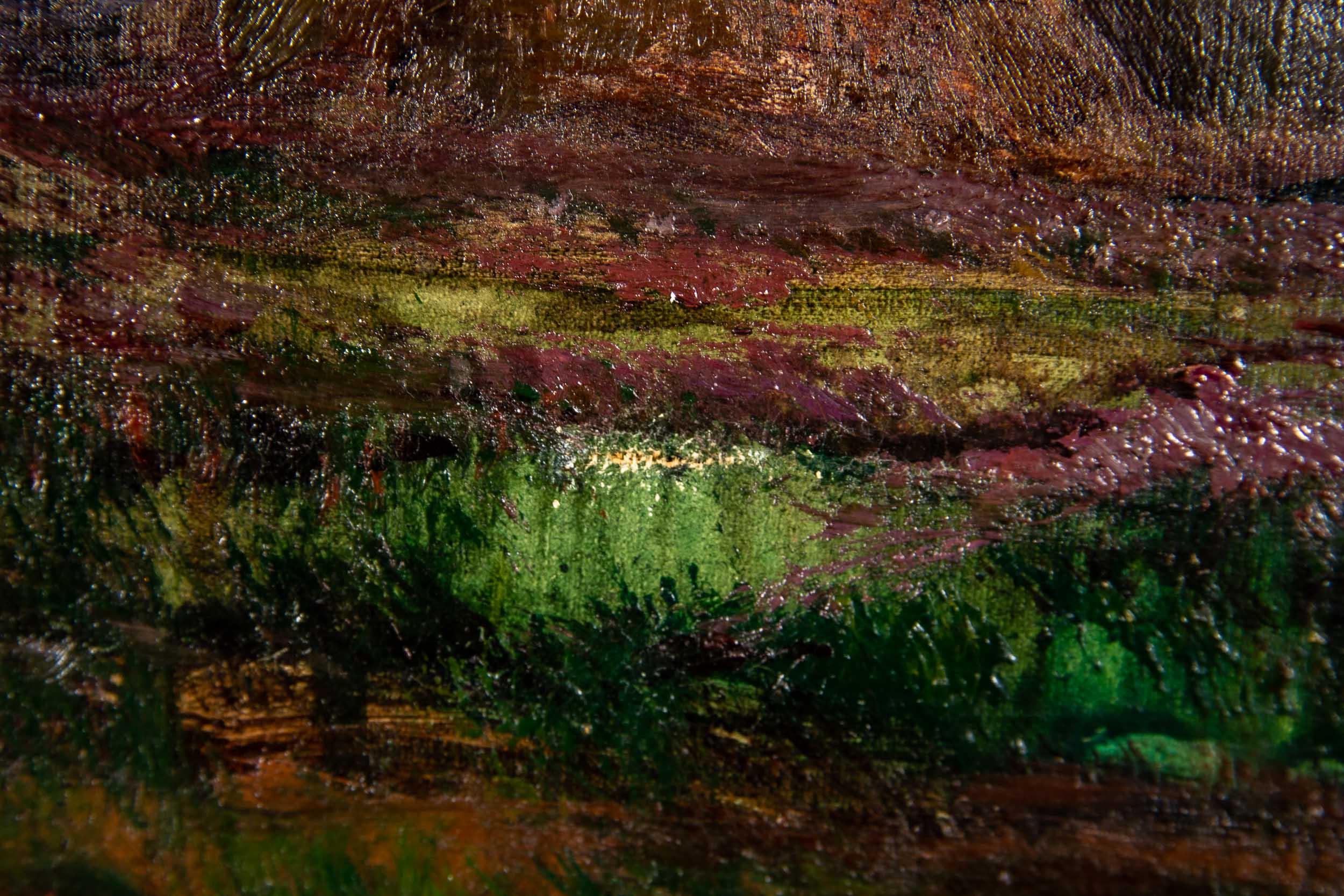 "Torfhütten im Neuenburger Moor", Gemälde, Öl auf Leinwand, ca. 76 x 91 cm, unten rechts signiert F - Image 14 of 15