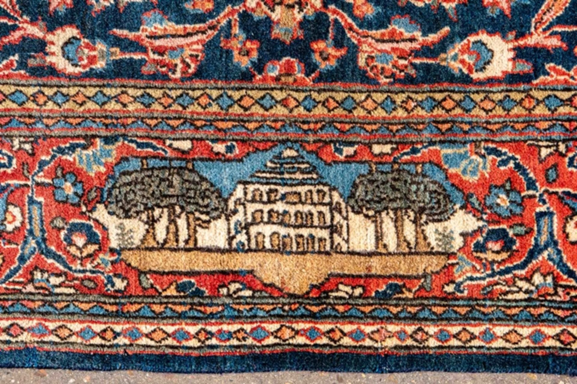 Antiker persischer Keshan Bildteppich, durchgemusterter blauer Fond mit Zentralmedaillon, von Ranke - Bild 4 aus 11