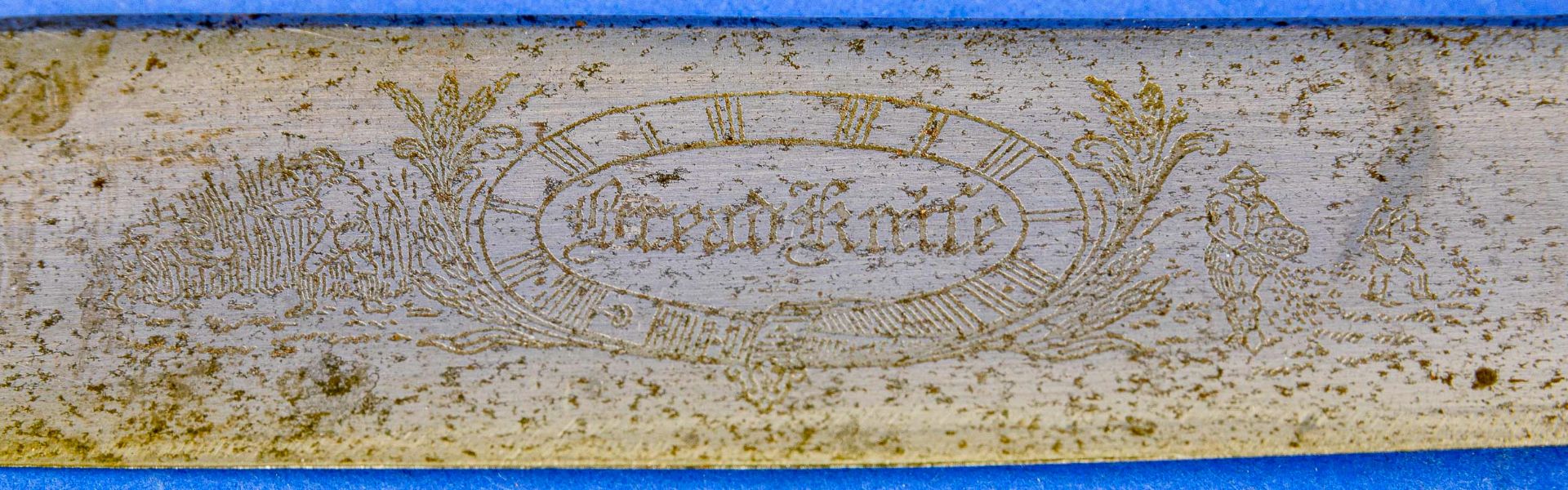 Antikes englisches Brotmesser der Marke: J. G. Graves Sheffield; Länge a. 32 cm, Griffstück aus bes - Bild 4 aus 7