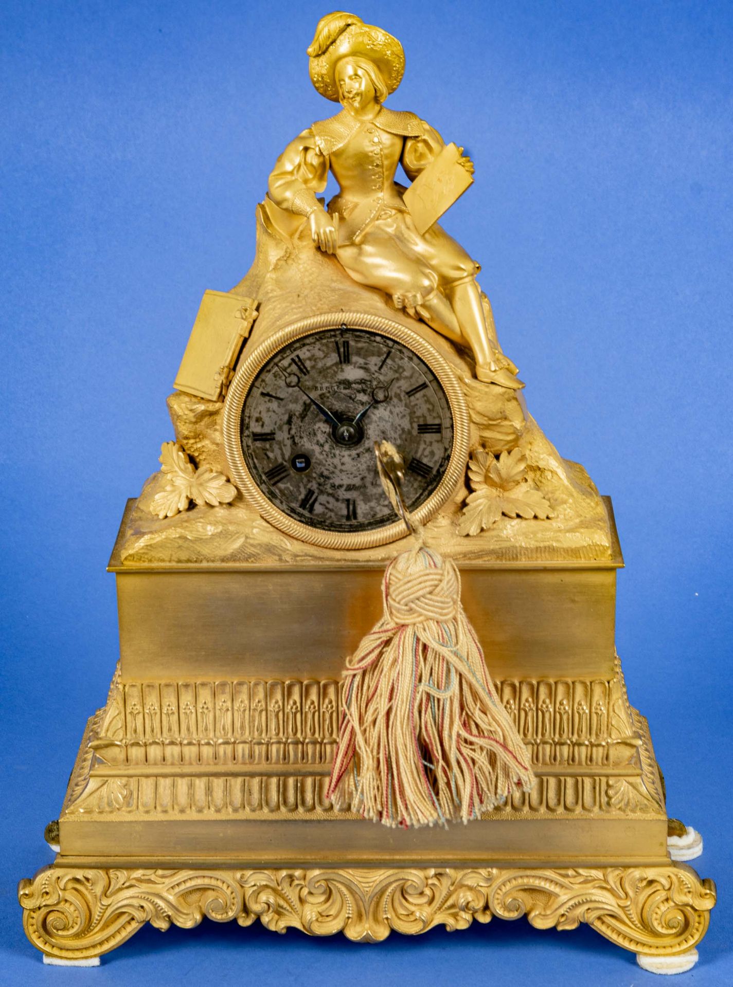 Feine antike Pendule, matt- und glanzvergoldetes Messinggehäuse, Frankreich um 1890; die Uhr von si - Bild 17 aus 17