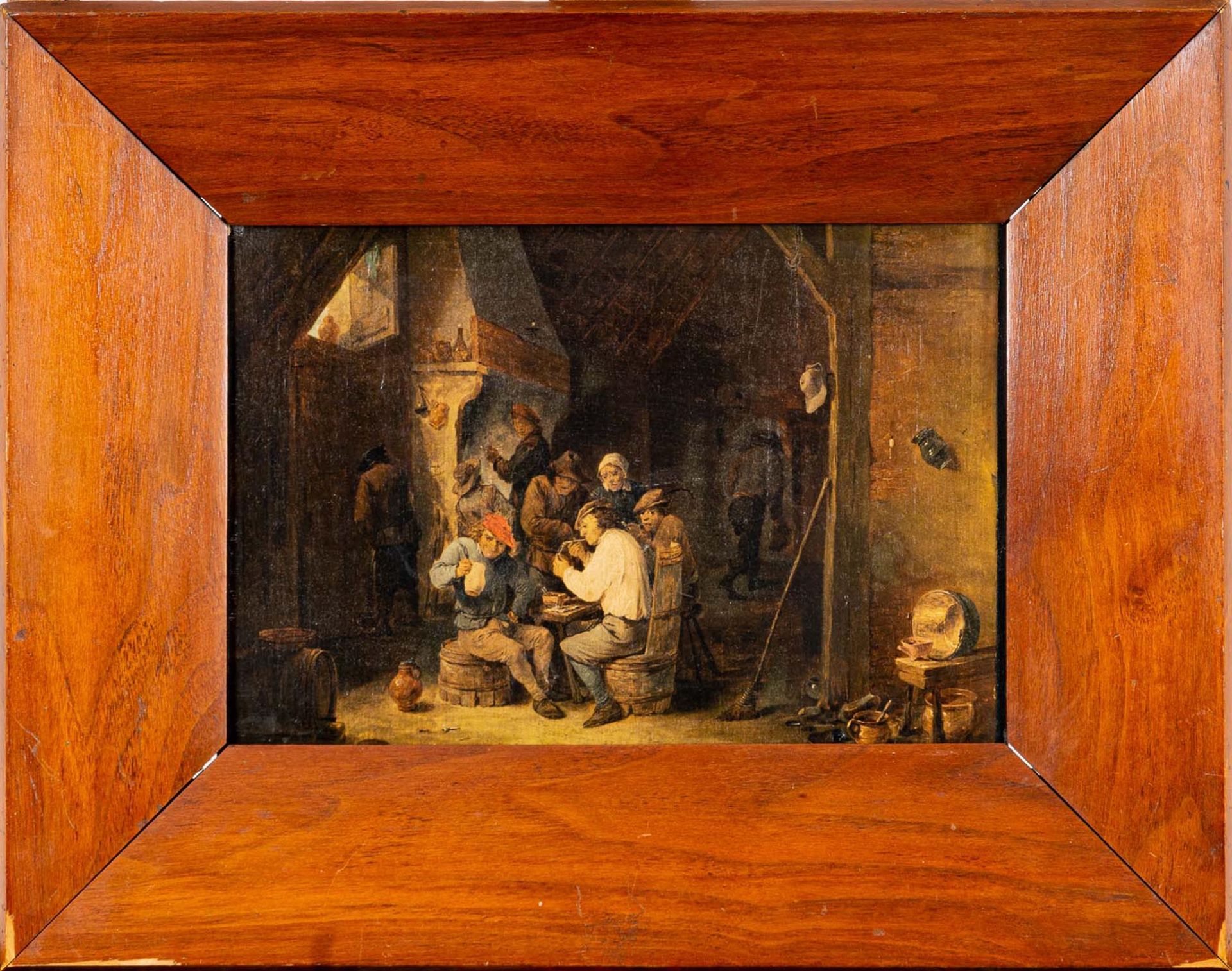 "Flämische Dorfkneipe" - Öldruck, Kopie des 20. Jhds. von einem Gemälde des David Teniers des Jünge