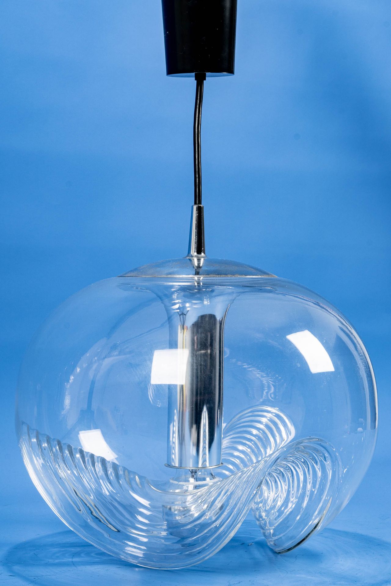 Kultige SPACE-AGE Deckenlampe der 1960er/70er Jahre, einflammig elektrifizierter Glaskorpus, Durchm - Bild 6 aus 10