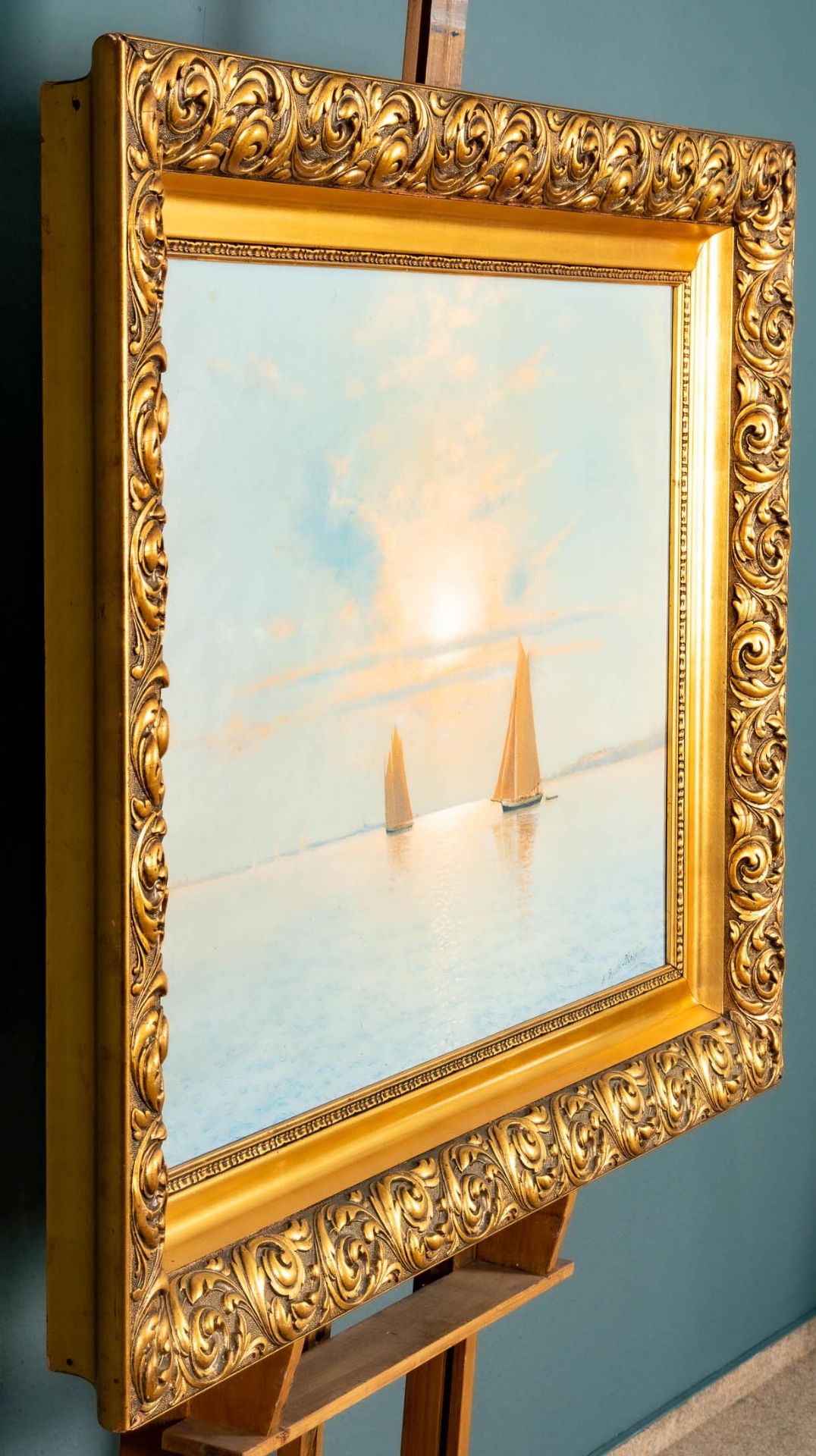 "Dämmerung an der Ostseeküste", in seichten, pastosen, weichen Farben gemaltes Ölbild des Alexande - Image 11 of 11
