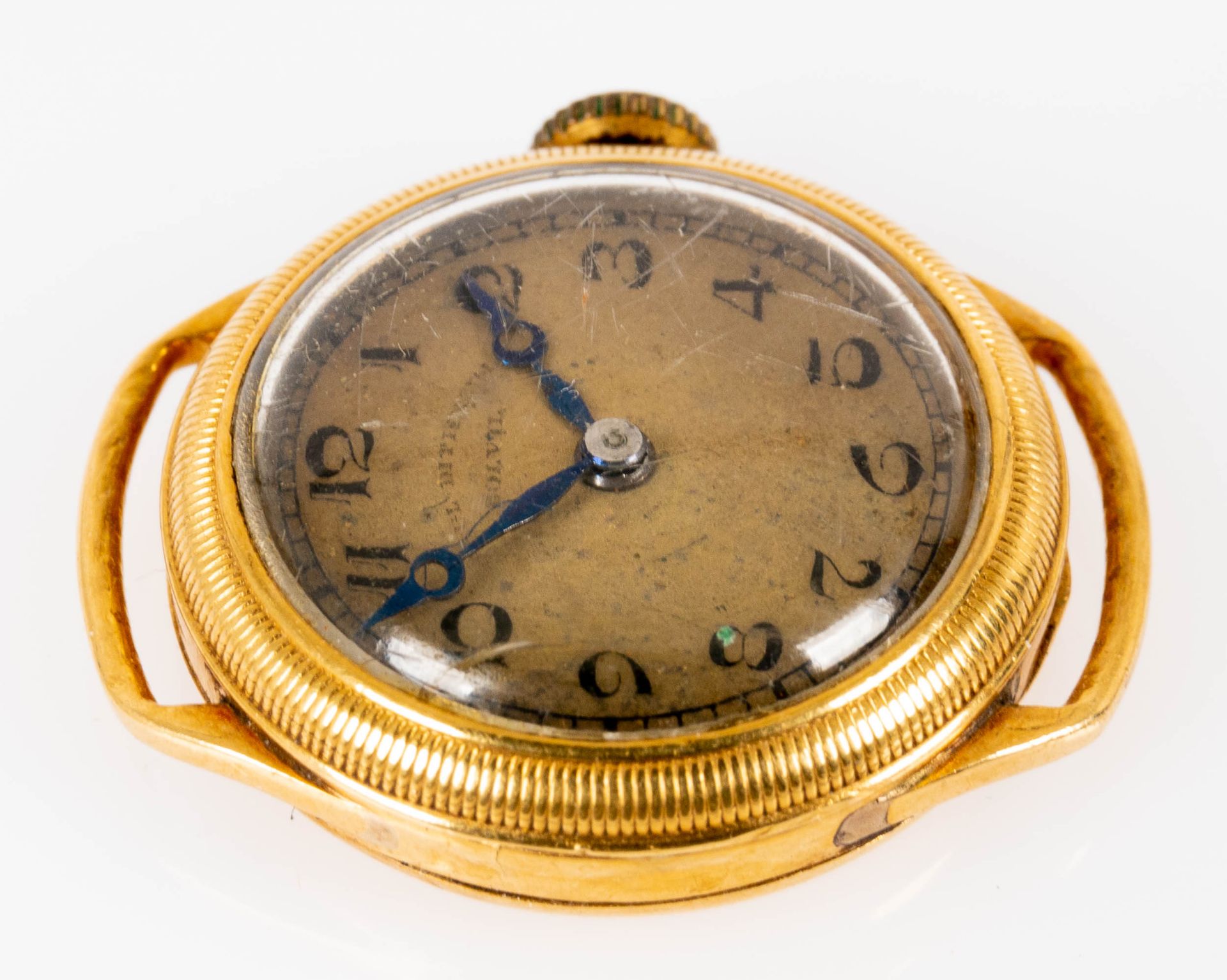 Frühe Damen-Armbanduhr, ungeprüftes mechanisches Uhrwerk, 18 K Gelbgoldgehäuse, Durchmesser ca. 22  - Bild 4 aus 4