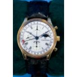 CHRONOSWISS-Chronograph, Automatik Herrenarmbanduhr aus 2004, Kaliber "C 755". Vergoldetes rundes G