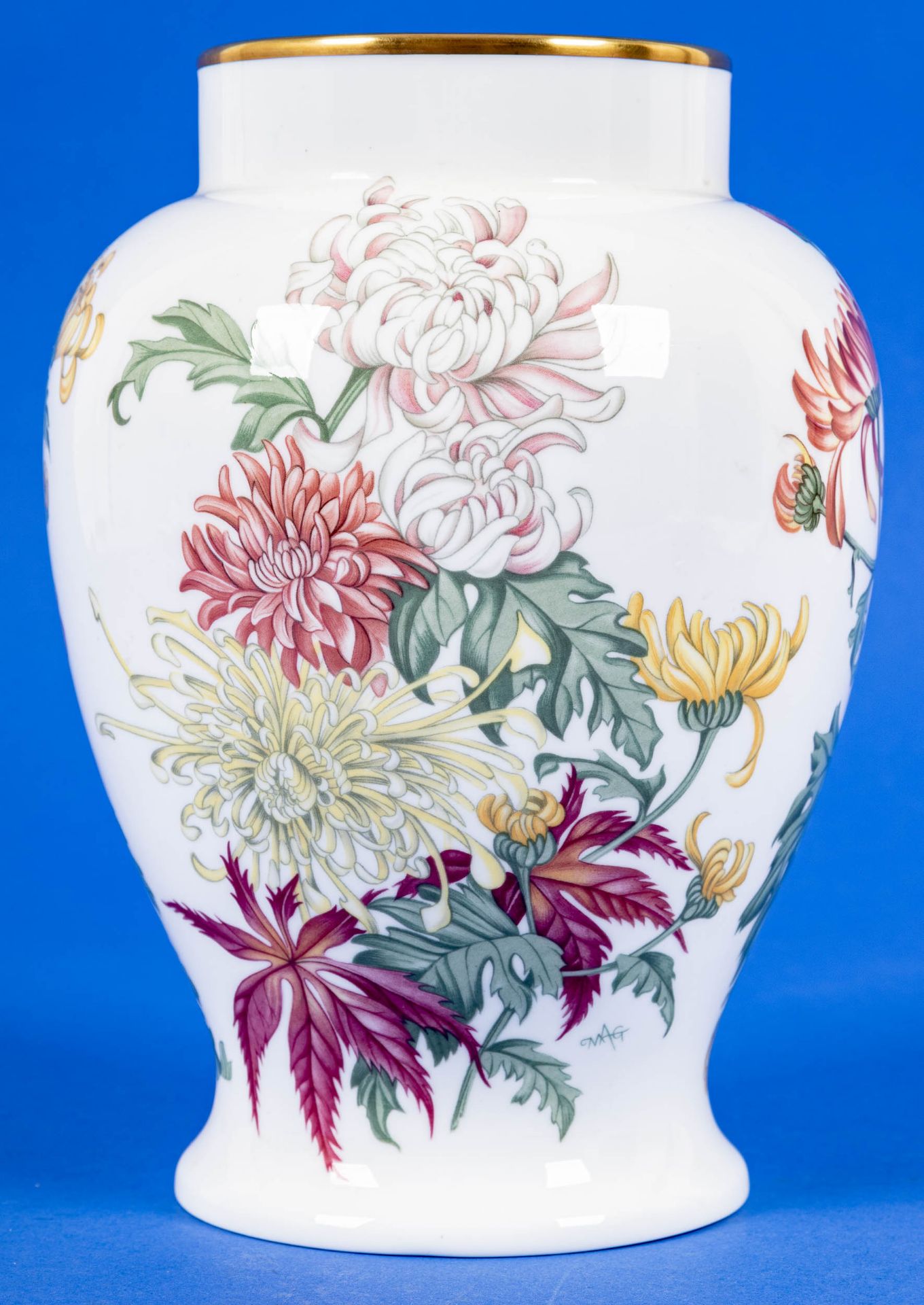 Gebauchte Blumenvase, Wedgewood, Bone-China, Höhe ca. 21 cm, polychrom lithografierte Floraldekore, - Image 4 of 5