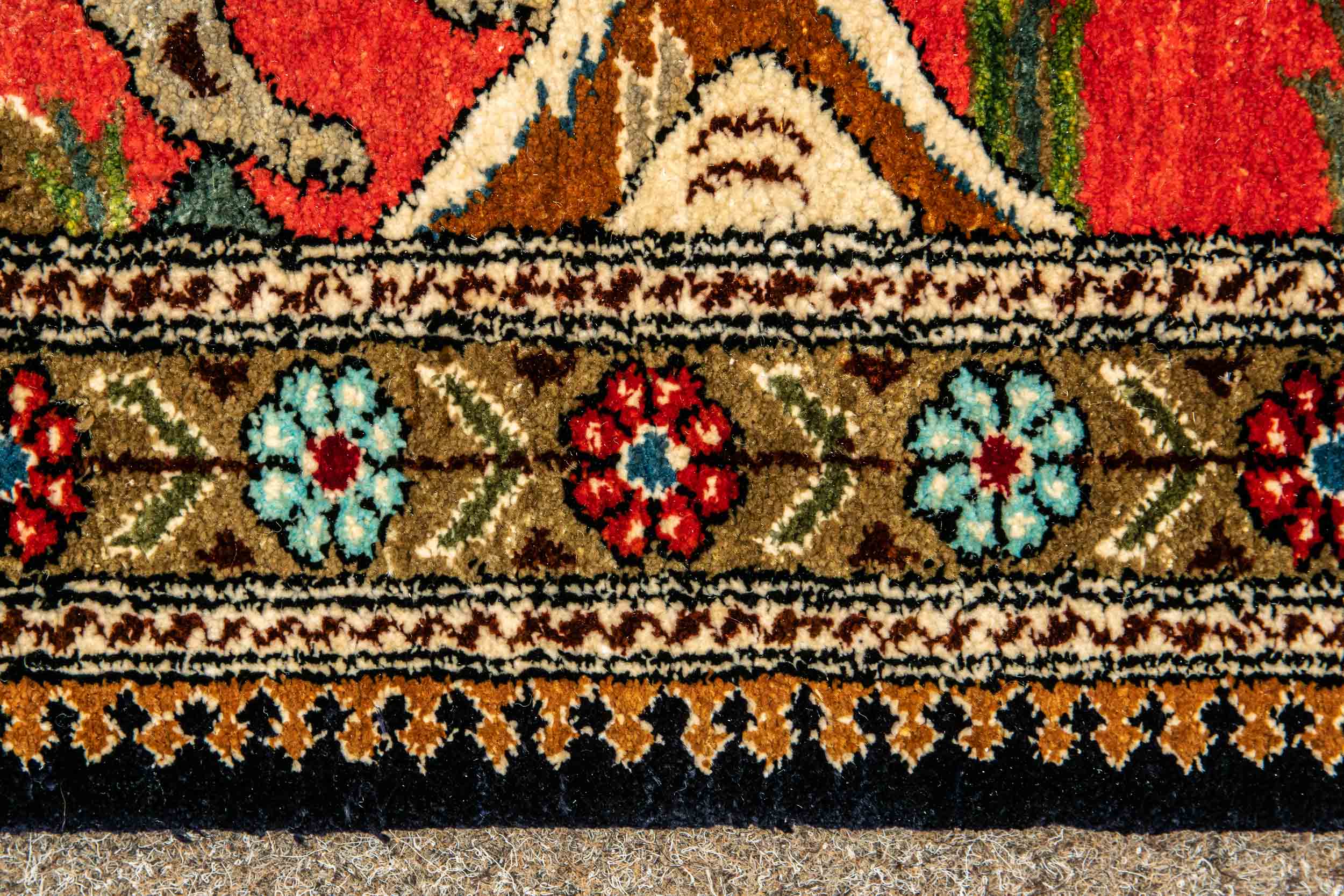Kleiner Jagdteppich, Ghom, ca. 60 x 80 cm, Iran der 1980er/90er Jahre; sehr schöner Erhalt; hing ja - Bild 5 aus 7