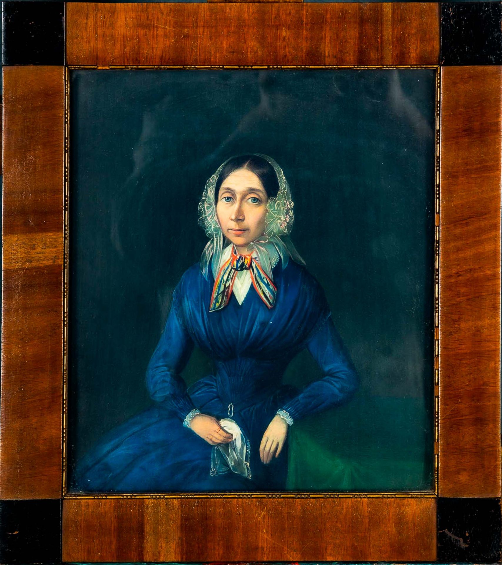 "Damenporträt", unsignierte qualitätvolle, akademische Malerei, Biedermeier um 1830/40, Mischtechni