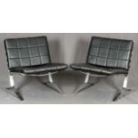 Paar "Joker"- Sidechairs, Entwurf von Olivier Mourgue für Airborne 1950er Jahre; verchromtes, gebog