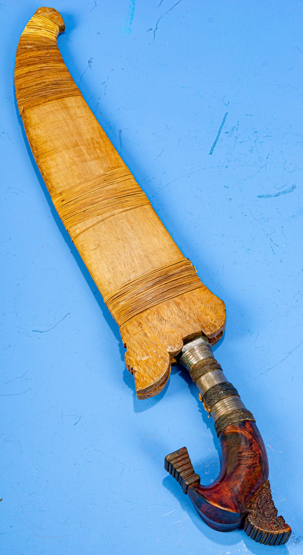 Schwert, Sulu Inseln Philippinen, Moro Barung Anfang 20. jhdt., Griff ( Ulu Ulu) Bunti - Holz, stil - Bild 4 aus 10