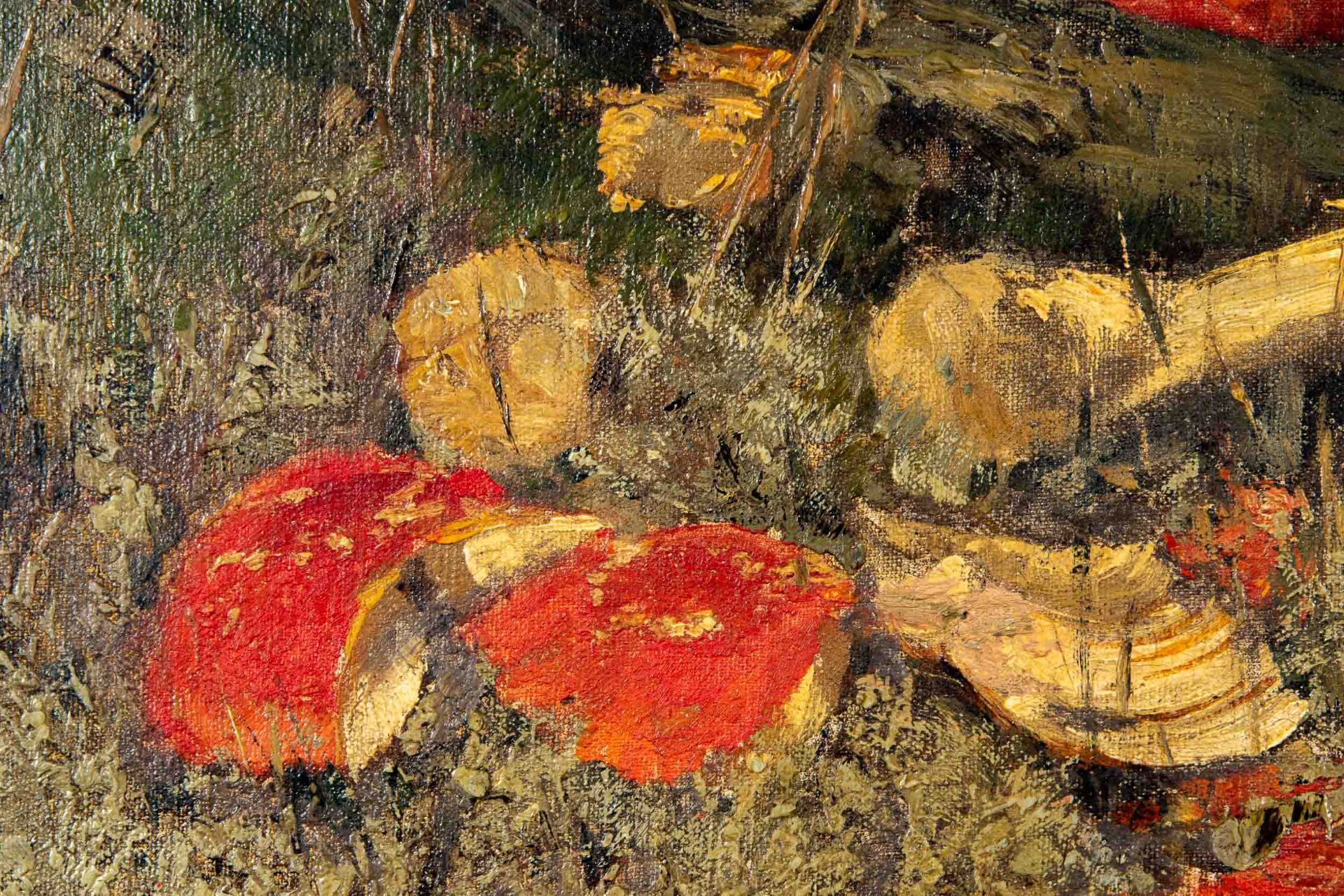 "Herbstliche Pilzsammlung", Gemälde Öl auf Holzplatte, ca. 65x92 cm, oben rechts signiert: L. Begas - Image 6 of 10
