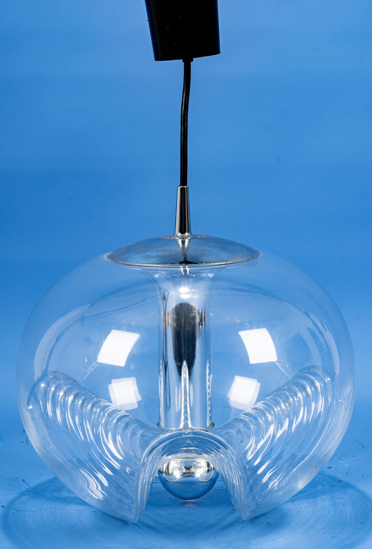 Kultige SPACE-AGE Deckenlampe der 1960er/70er Jahre, einflammig elektrifizierter Glaskorpus, Durchm - Bild 2 aus 10