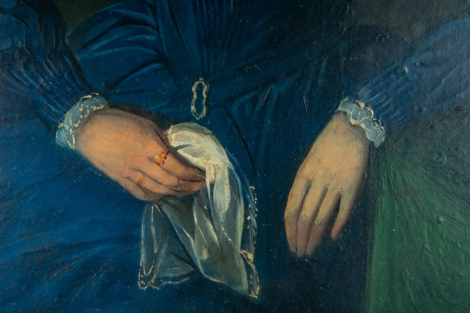 "Damenporträt", unsignierte qualitätvolle, akademische Malerei, Biedermeier um 1830/40, Mischtechni - Bild 6 aus 7