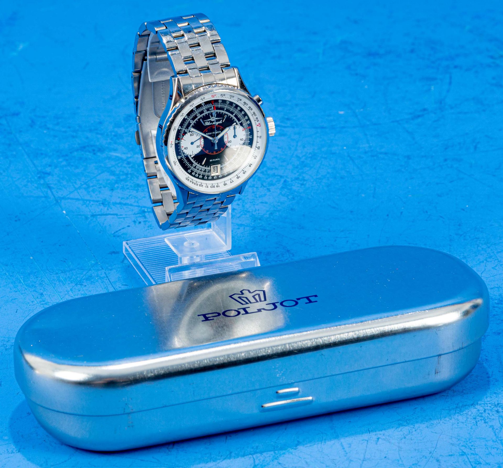 POLJOT "Blue Angels" Navitimer - Fliegerchronograph, aus 2005, Herrenarmbanduhr aus Stahl, Gehäusen - Bild 2 aus 7