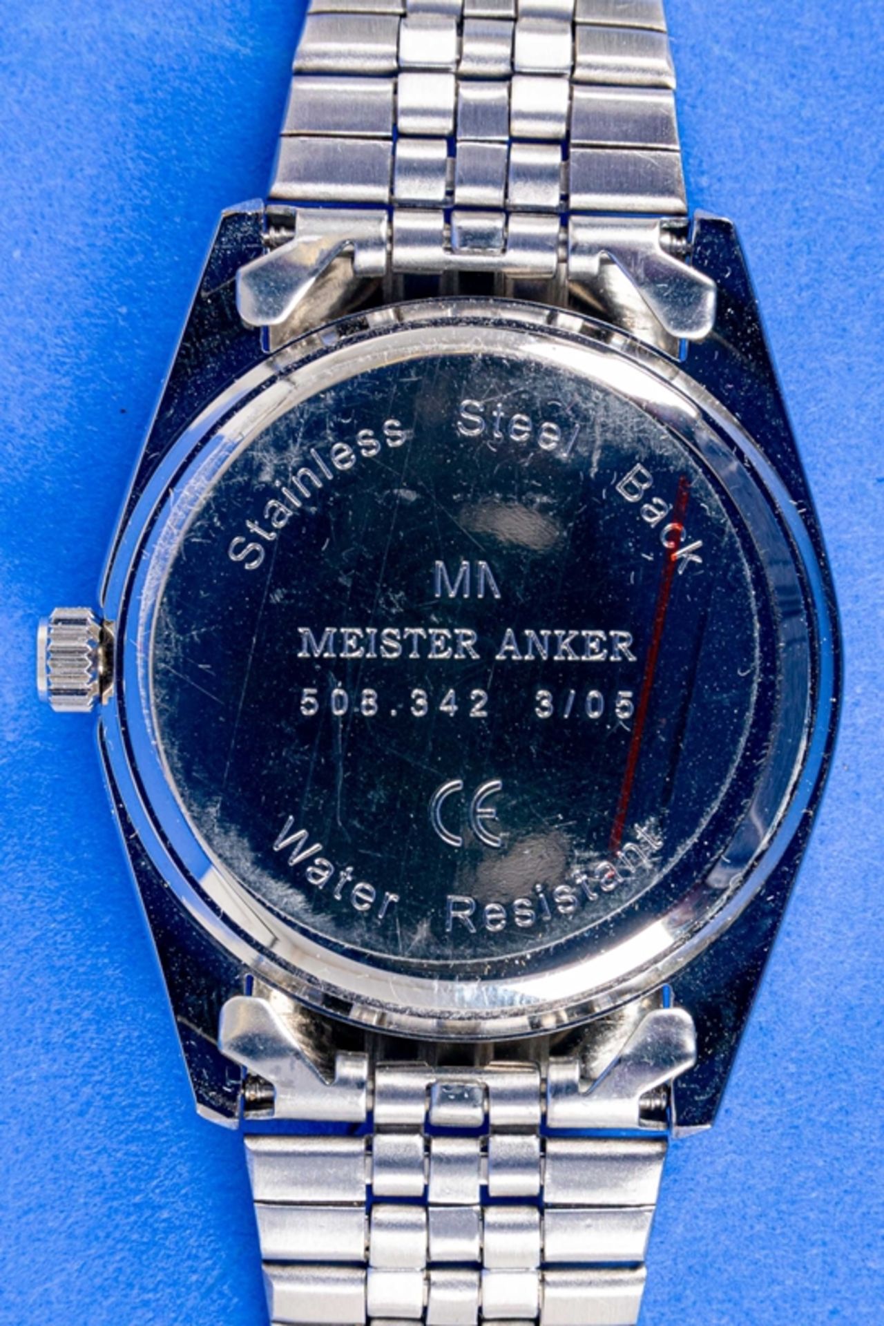 Meister Anker - Herrenarmbanduhr, Quarz, Stahlgehäuse, unvollständiges Armband (Verschluss fehlt),  - Bild 7 aus 8