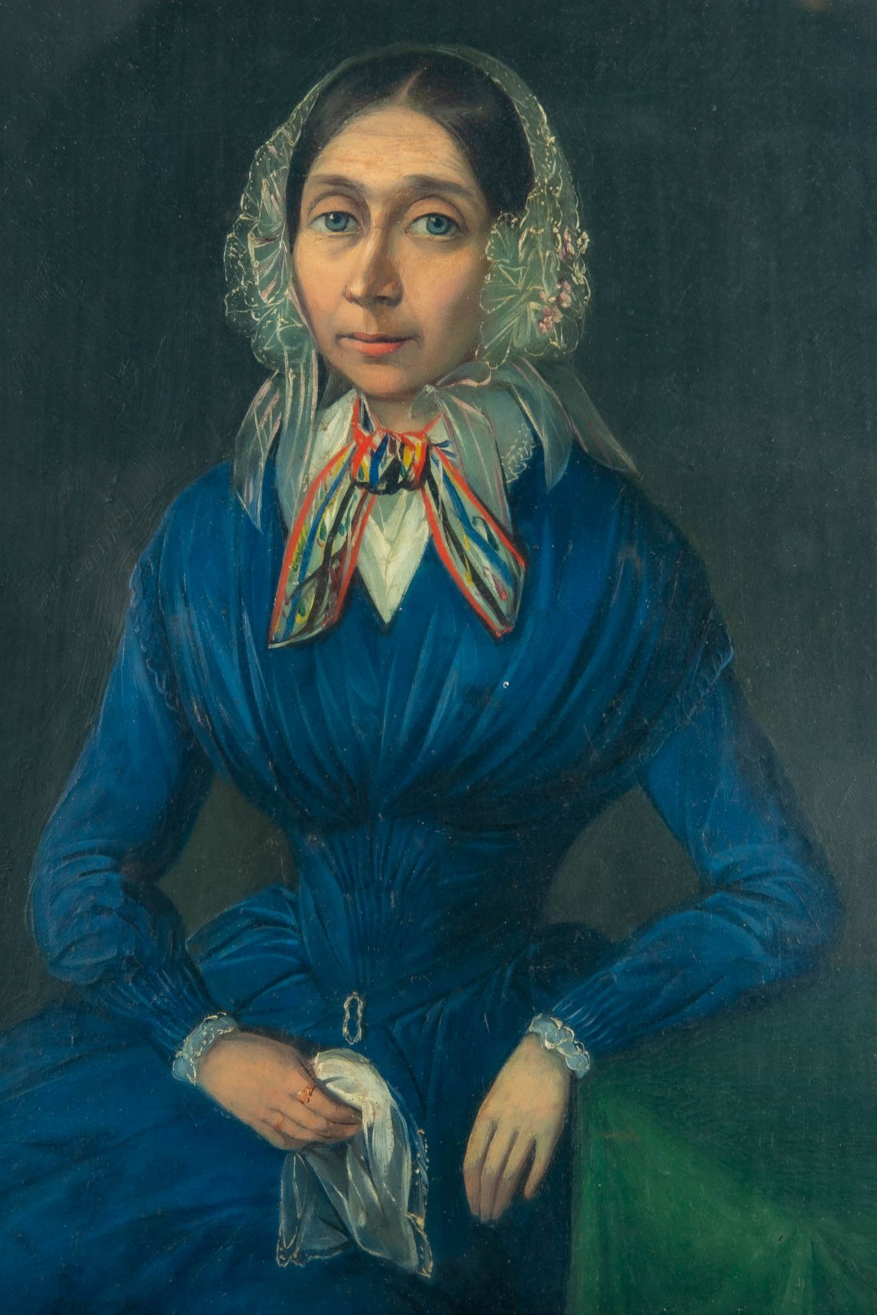 "Damenporträt", unsignierte qualitätvolle, akademische Malerei, Biedermeier um 1830/40, Mischtechni - Bild 3 aus 7