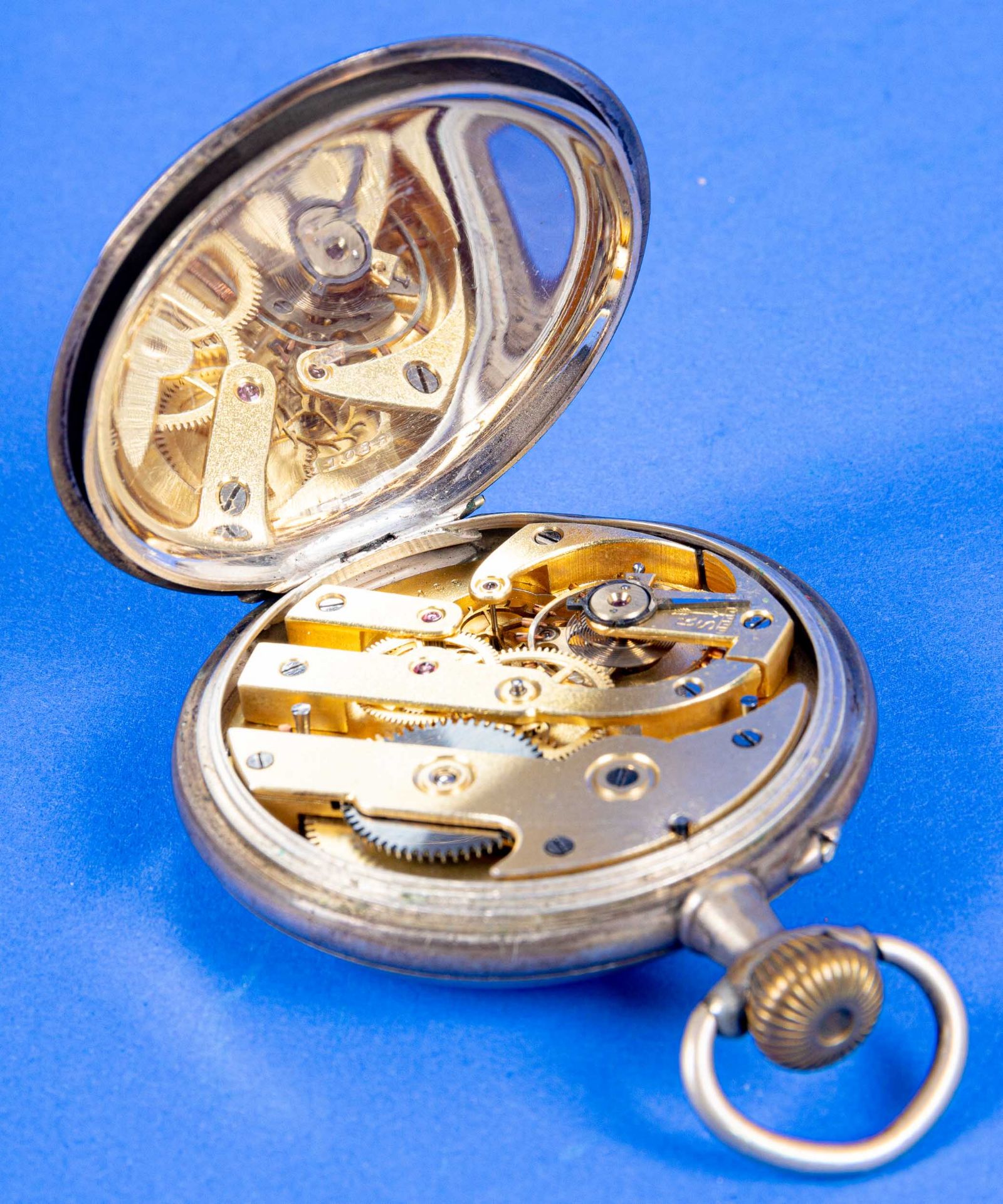 Antike "Eisenbahner-Uhr", massives 800er Silbergehäuse, Durchmesser ca. 62 mm, deutsch um 1900/20, - Image 6 of 8